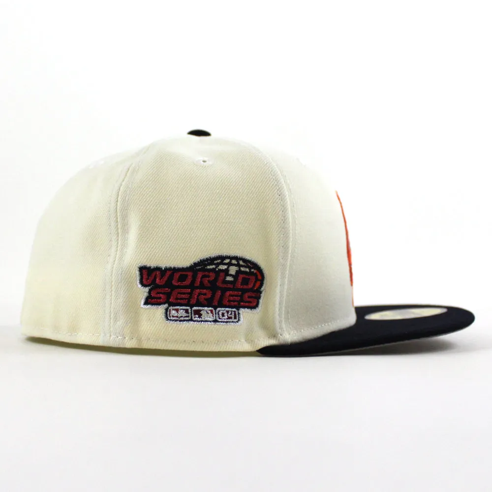 Boston Red Sox 2004 World Series New Era 59Fifty Fitted Hat (Chrome White Navy Gray Under Brim)