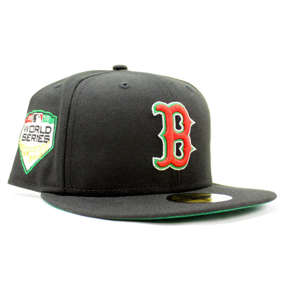 Boston Red Sox 2018 World Series New Era 59Fifty Fitted Hat (Glow in the Dark Black Green Under Brim)