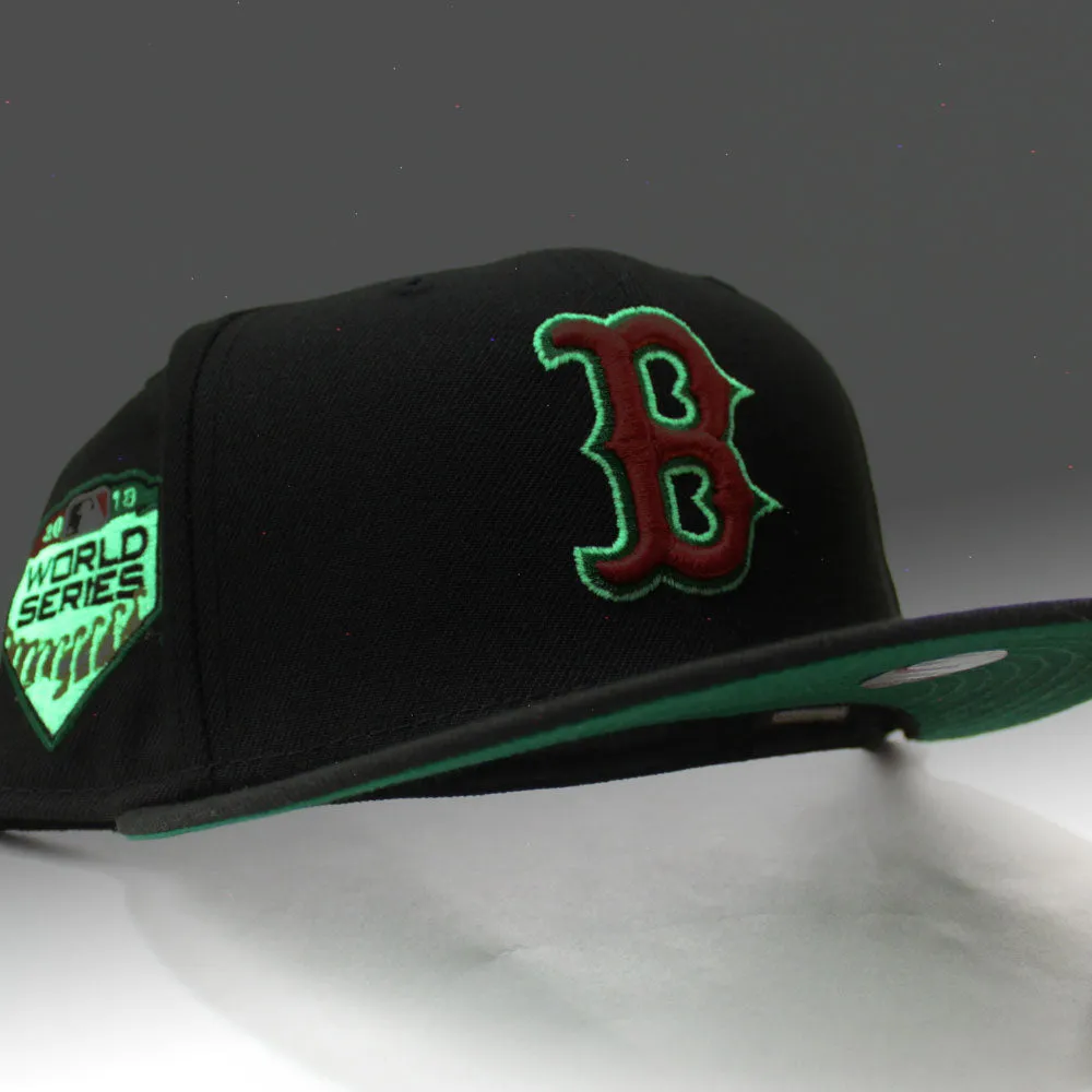 Boston Red Sox 2018 World Series New Era 59Fifty Fitted Hat (Glow in the Dark Black Green Under Brim)