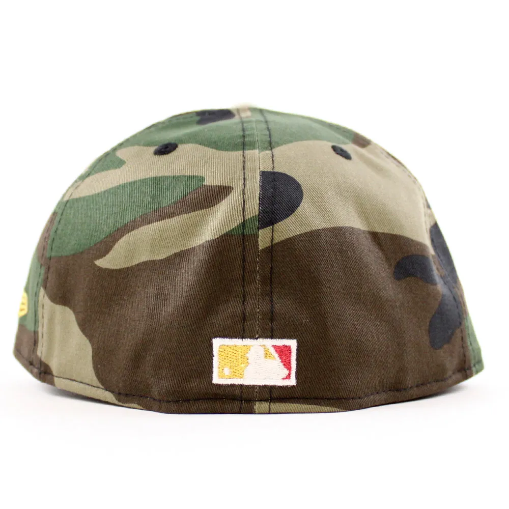 Boston Red Sox Red Sock Patch New Era 59Fifty Fitted Hat (Woodland Camo Chrome White Green Under Brim)