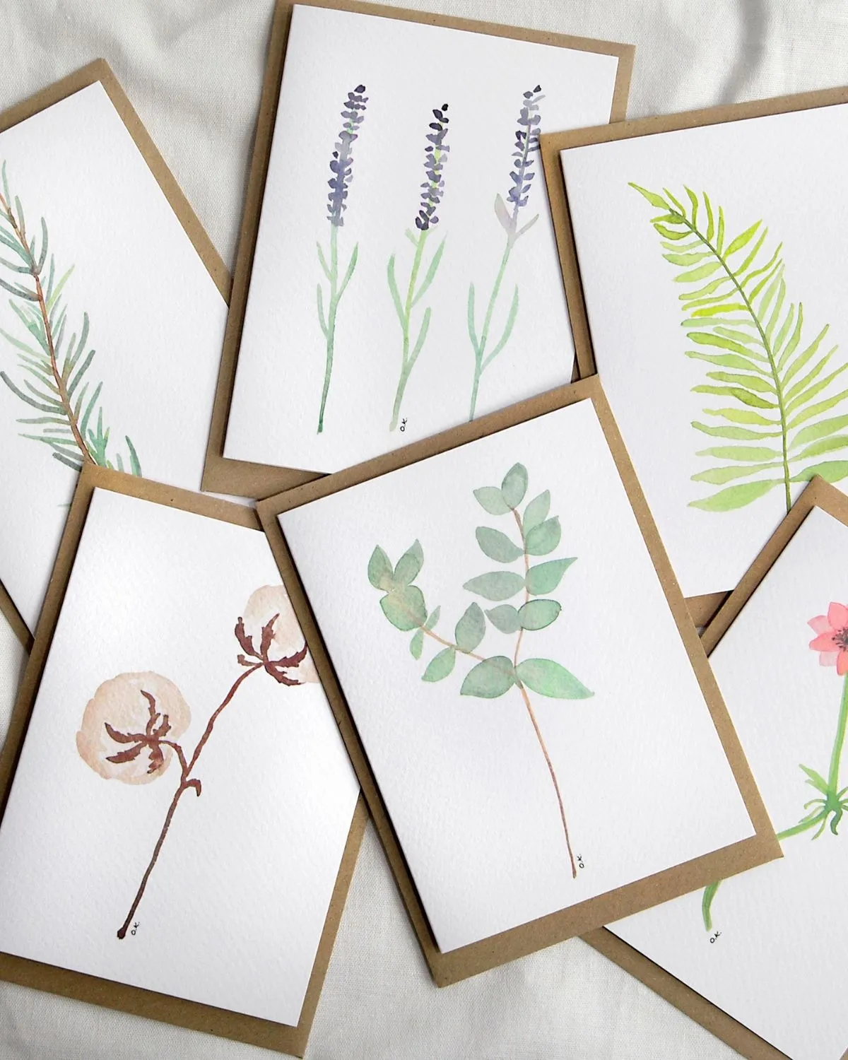 Botanical Handmade Greeting Cards Set