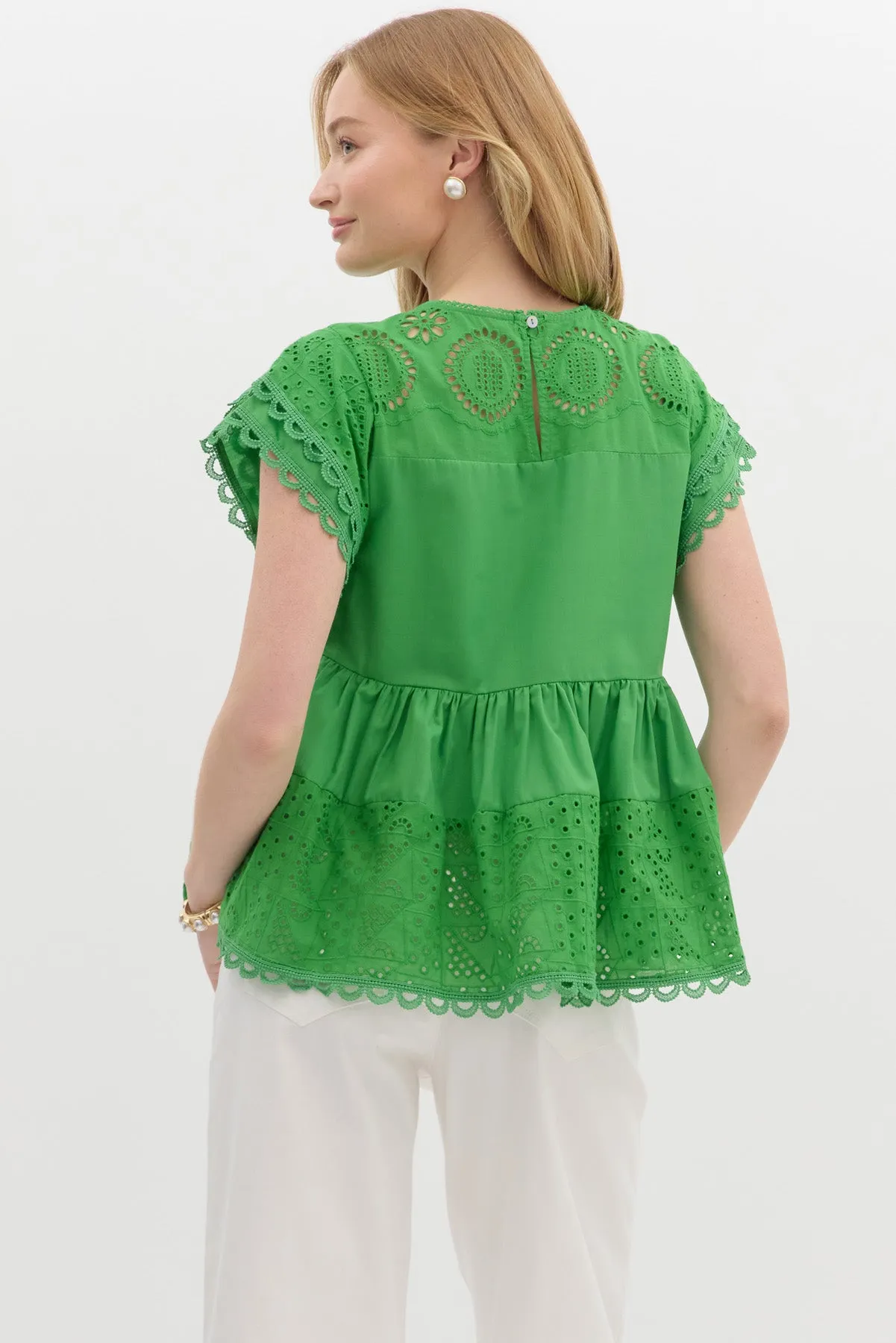 Breezy Elegance Eyelet Babydoll Top