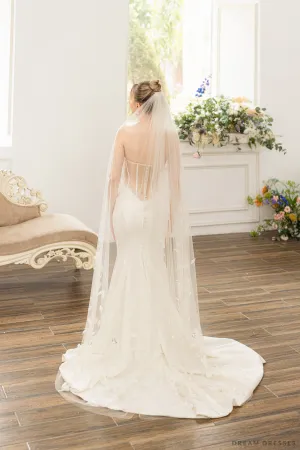 Bridal Veil with Lace and Crystals (#FANNY)