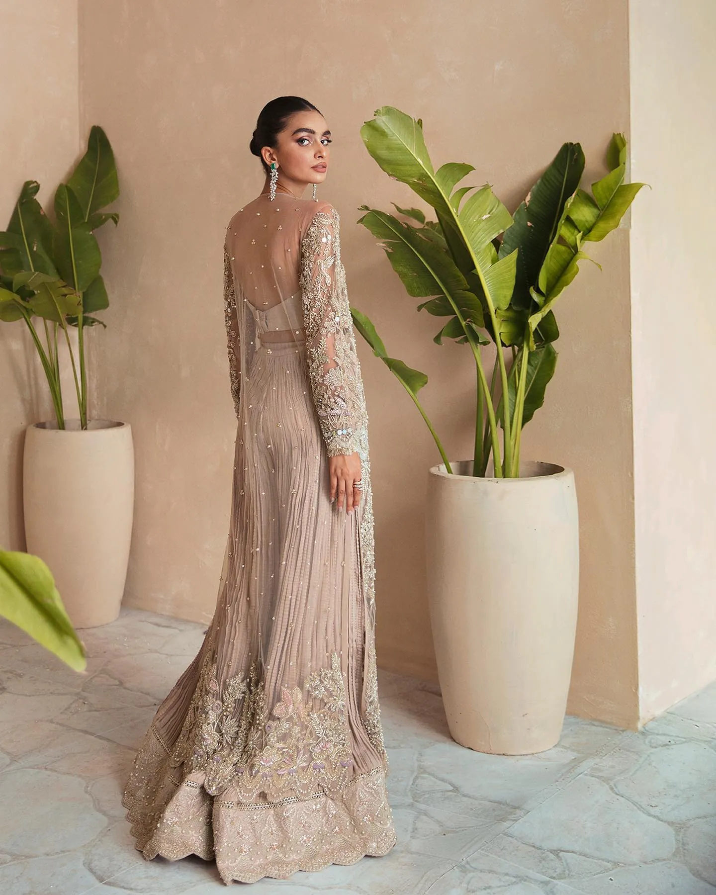 Bridal Wedding Dress in Net Gown and Sharara Style