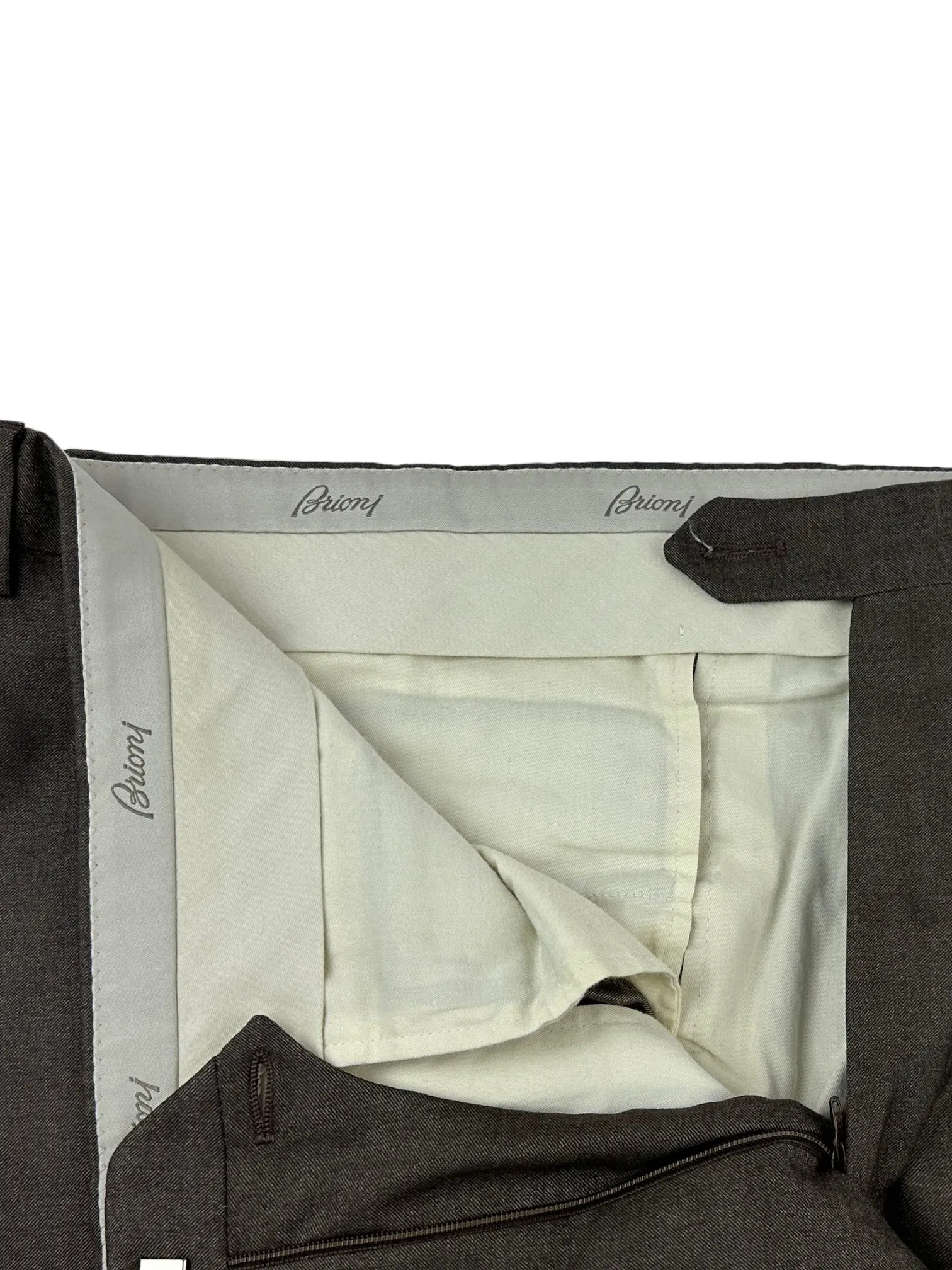 Brioni Taupe Wool & Silk Trousers