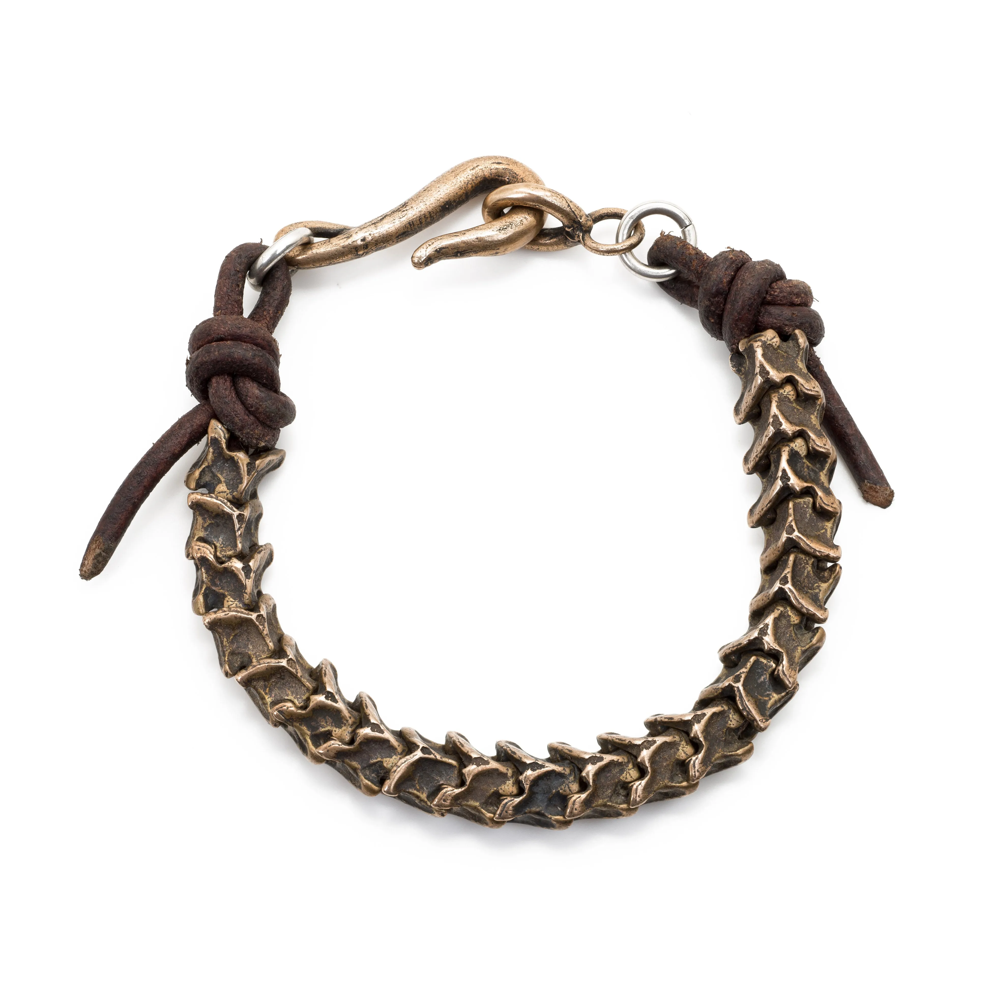 Bronze Vertebrae Leather Bracelet
