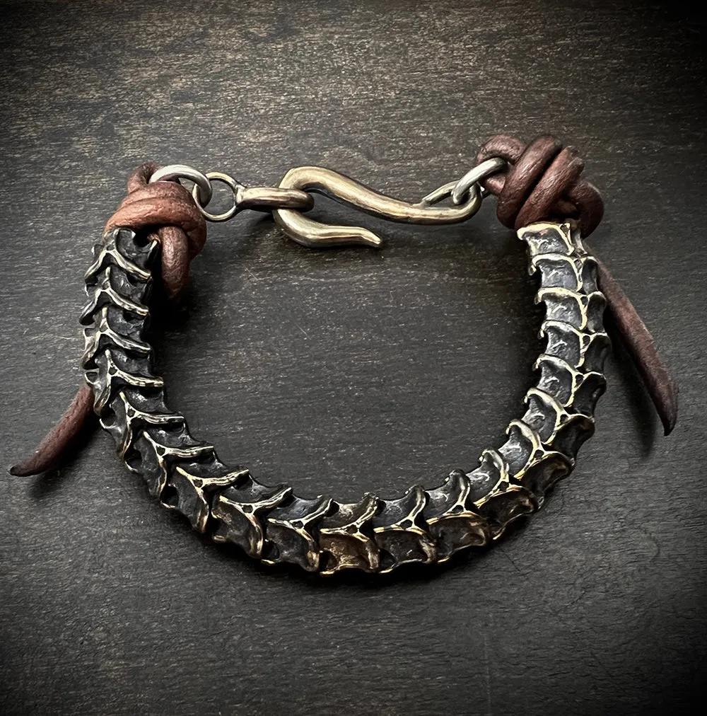 Bronze Vertebrae Leather Bracelet