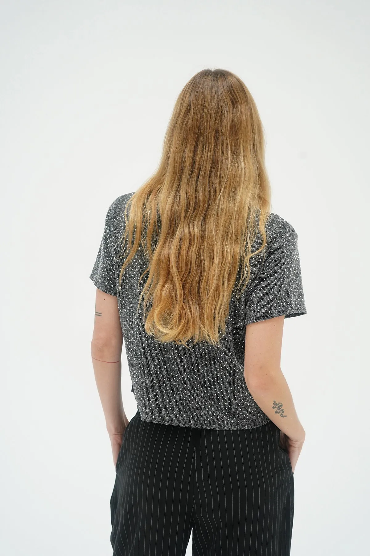 Brooklyn Rhinestone Tee - Black Rhinestone