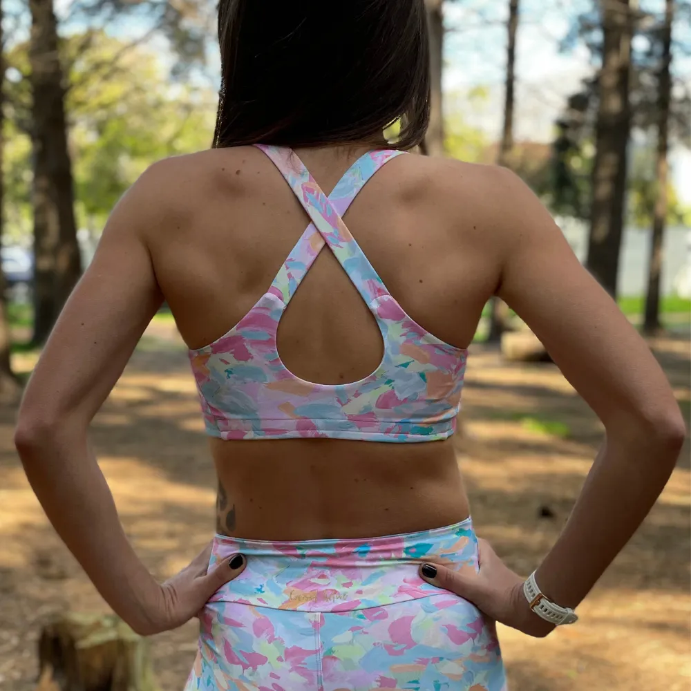 Brush Stroke Criss Cross Low Impact Bra