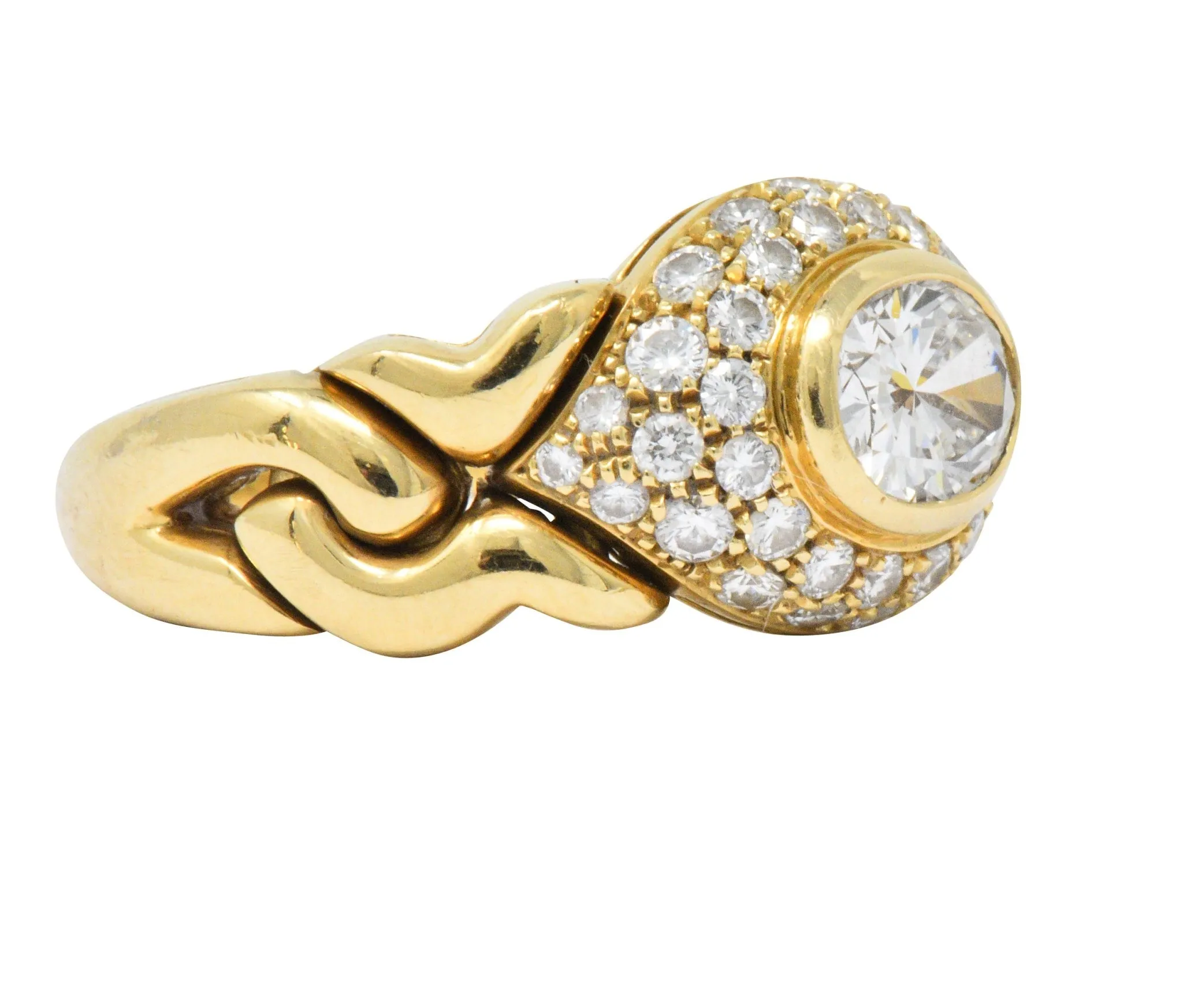 Bulgari 1.55 CTW Diamond 18 Karat Gold Alveare Ring CA 1980