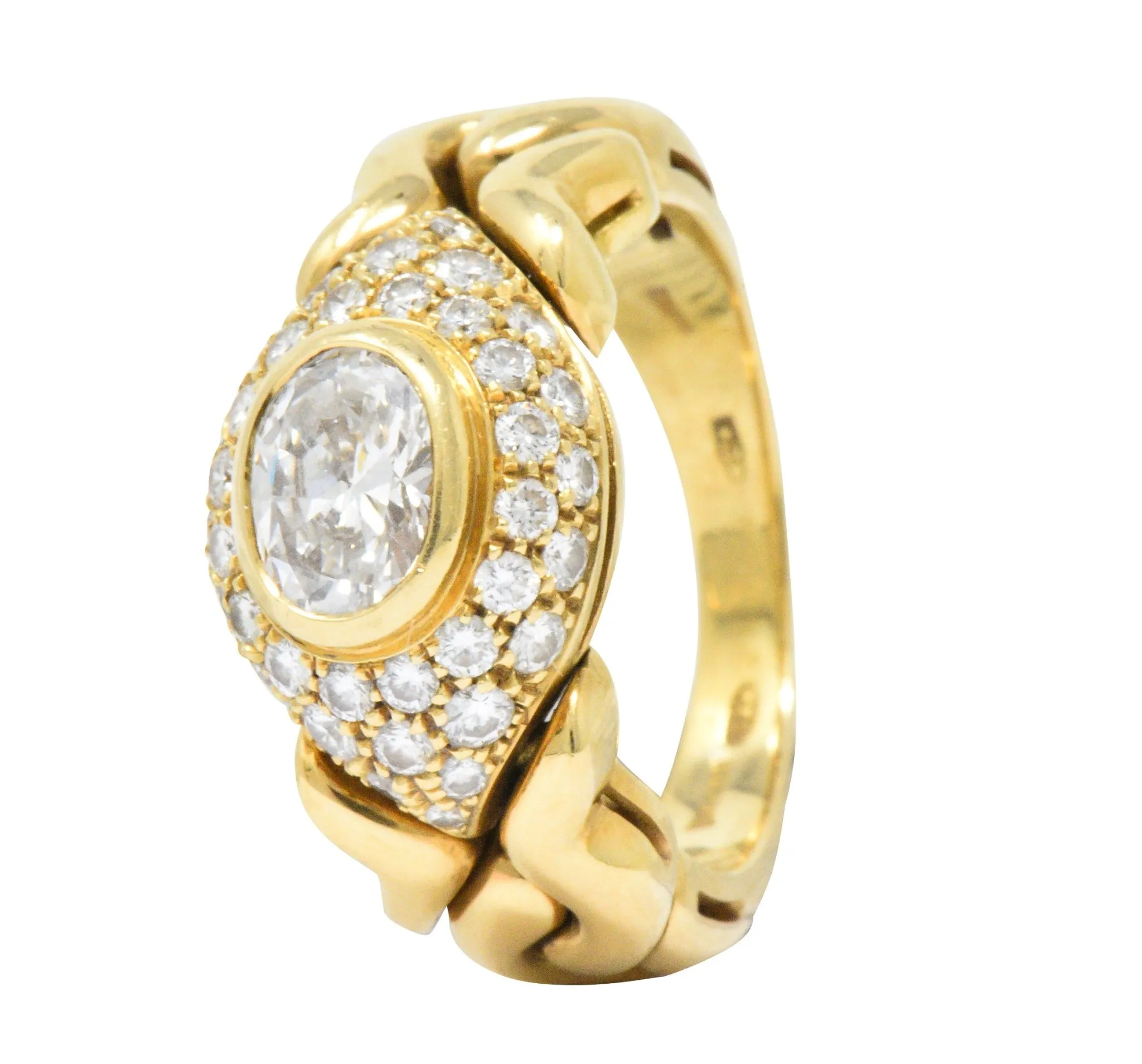 Bulgari 1.55 CTW Diamond 18 Karat Gold Alveare Ring CA 1980
