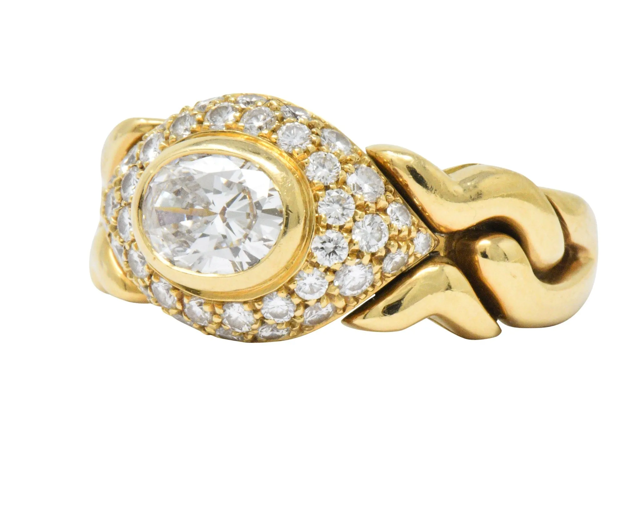 Bulgari 1.55 CTW Diamond 18 Karat Gold Alveare Ring CA 1980