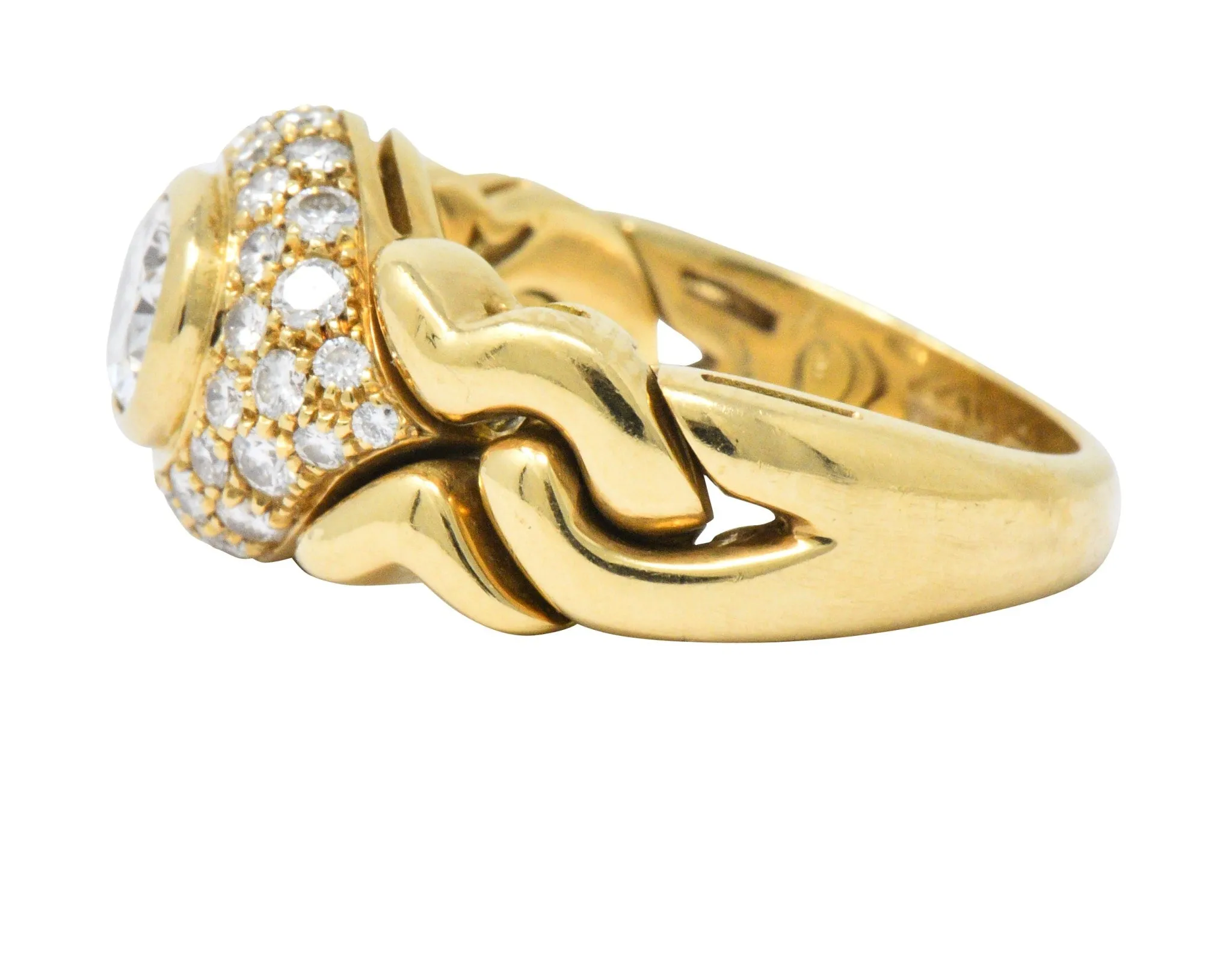 Bulgari 1.55 CTW Diamond 18 Karat Gold Alveare Ring CA 1980