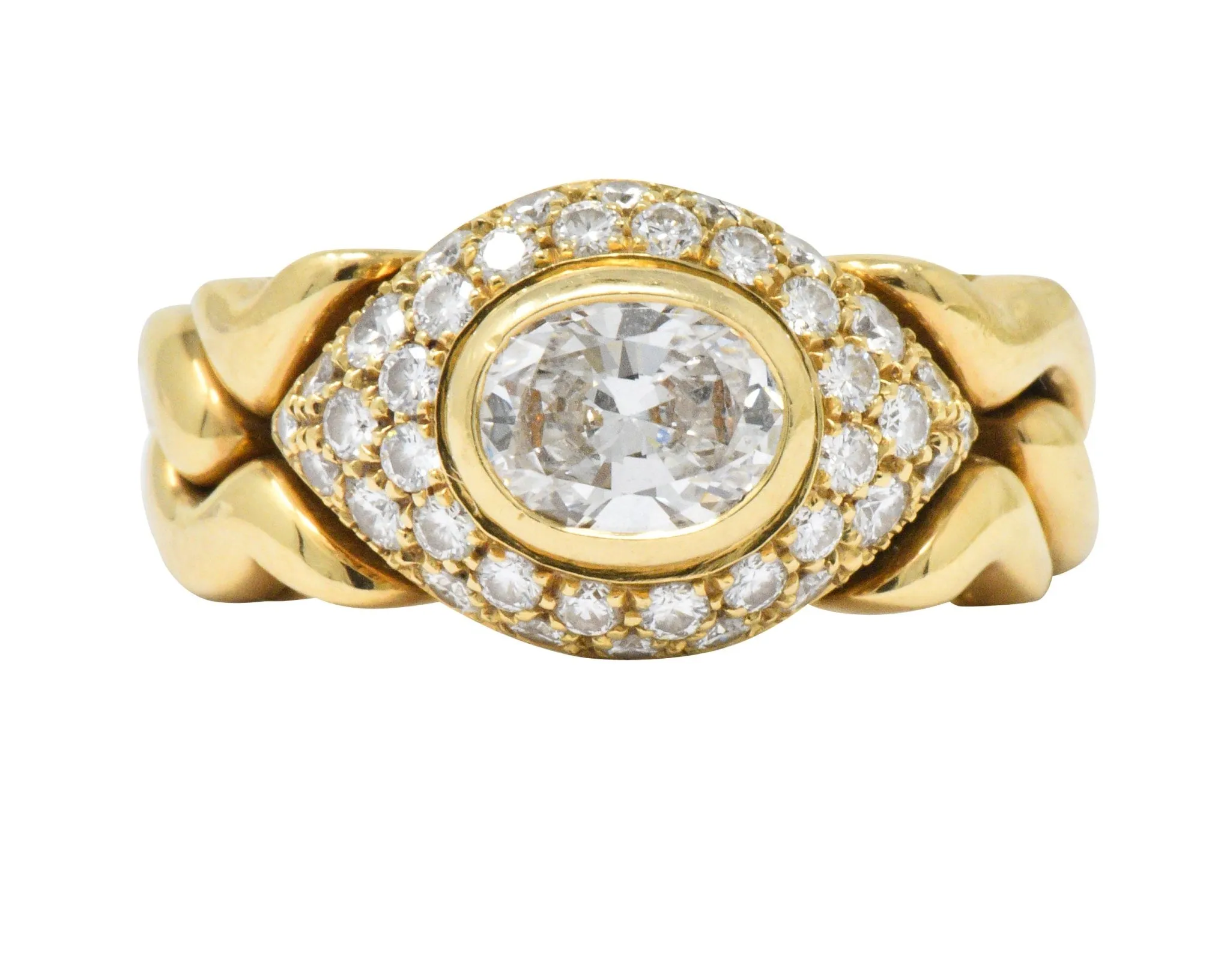 Bulgari 1.55 CTW Diamond 18 Karat Gold Alveare Ring CA 1980