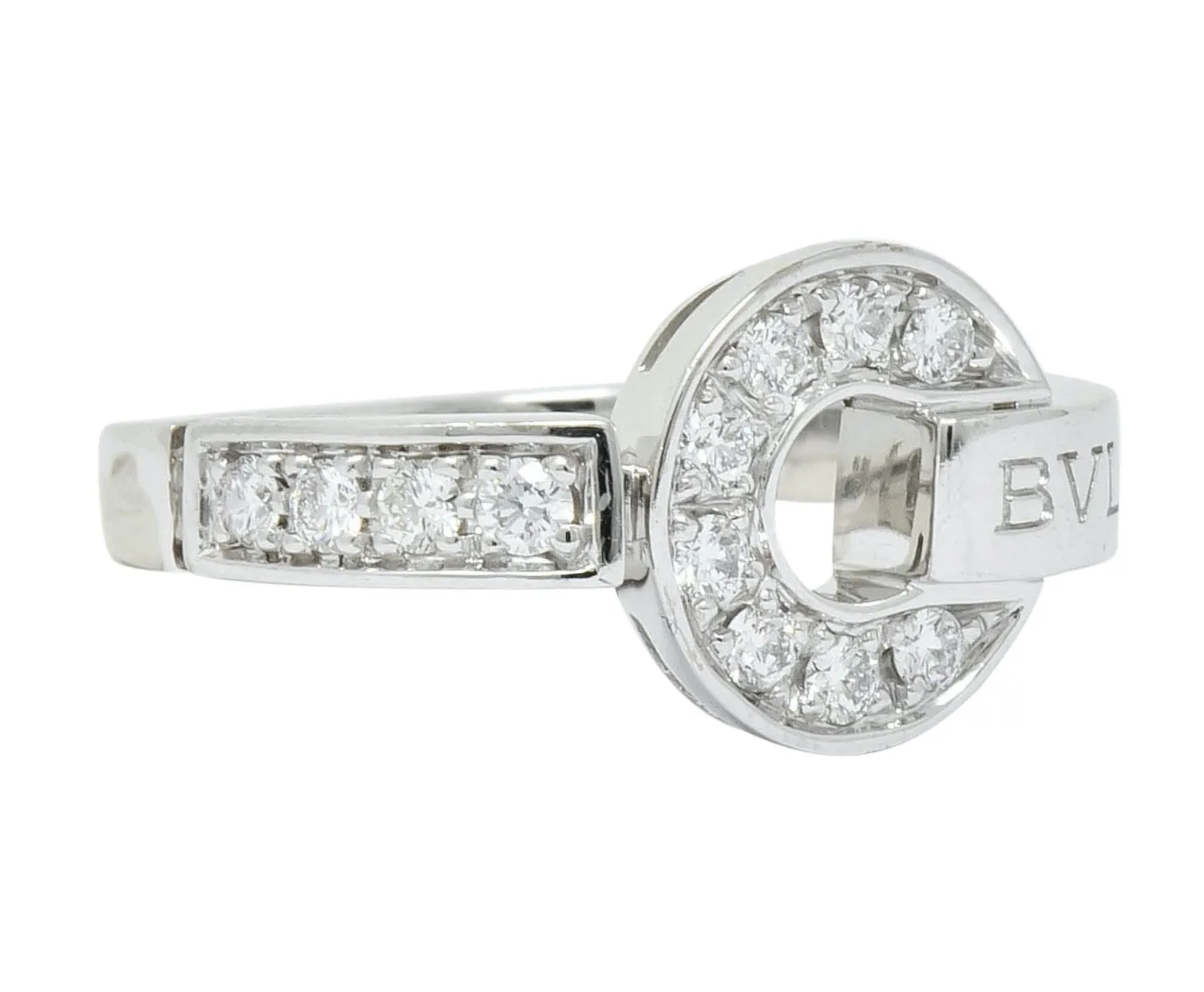 Bulgari Bvlgari Diamond 18 Karat White Gold Circle Ring