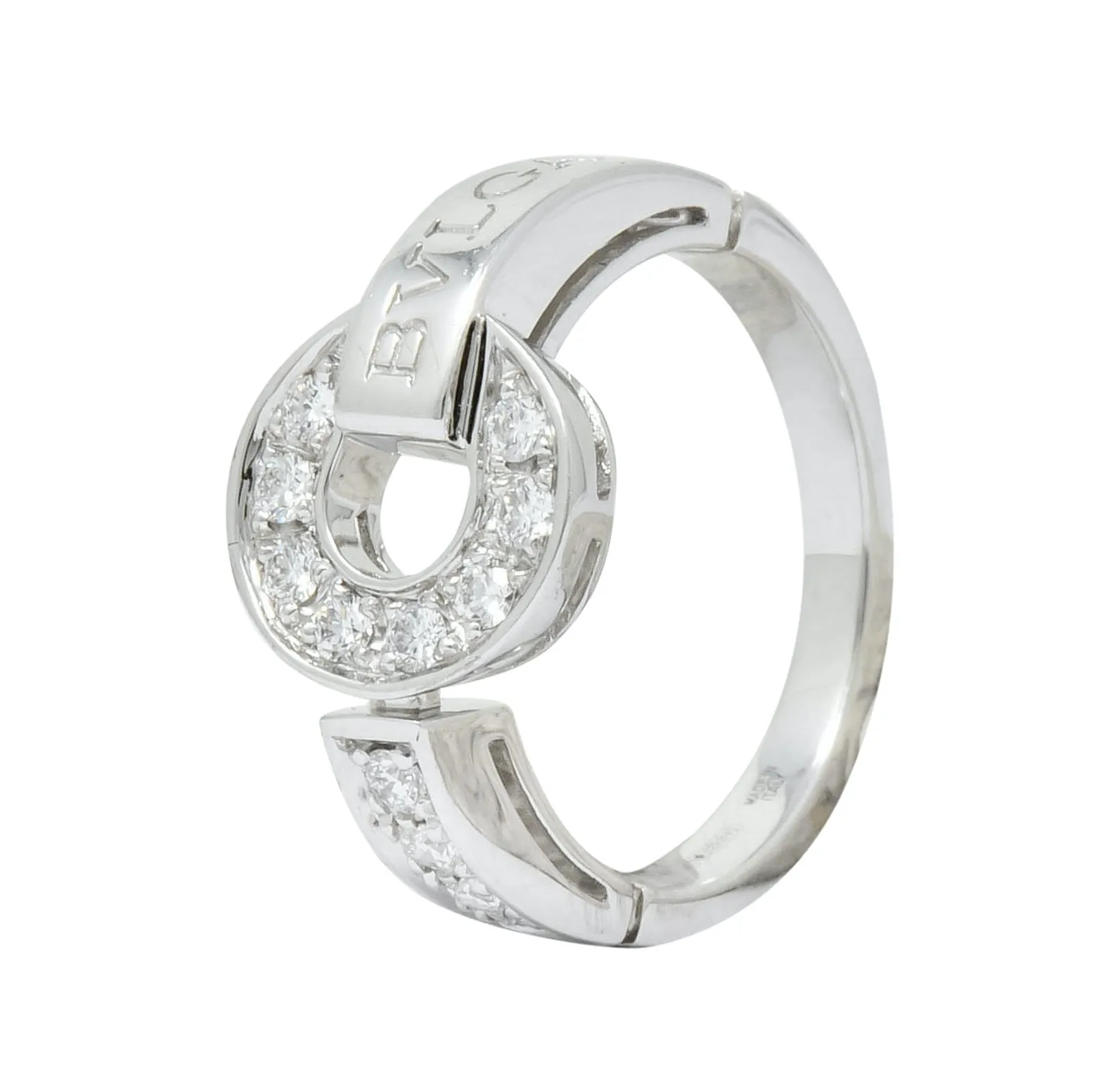 Bulgari Bvlgari Diamond 18 Karat White Gold Circle Ring