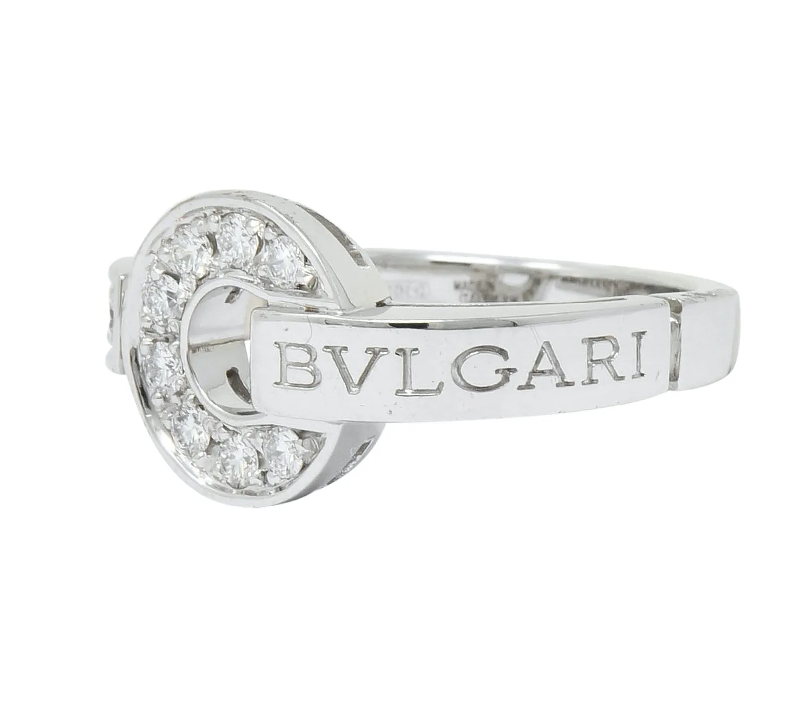 Bulgari Bvlgari Diamond 18 Karat White Gold Circle Ring