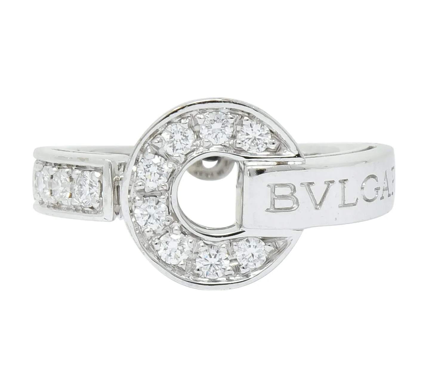 Bulgari Bvlgari Diamond 18 Karat White Gold Circle Ring