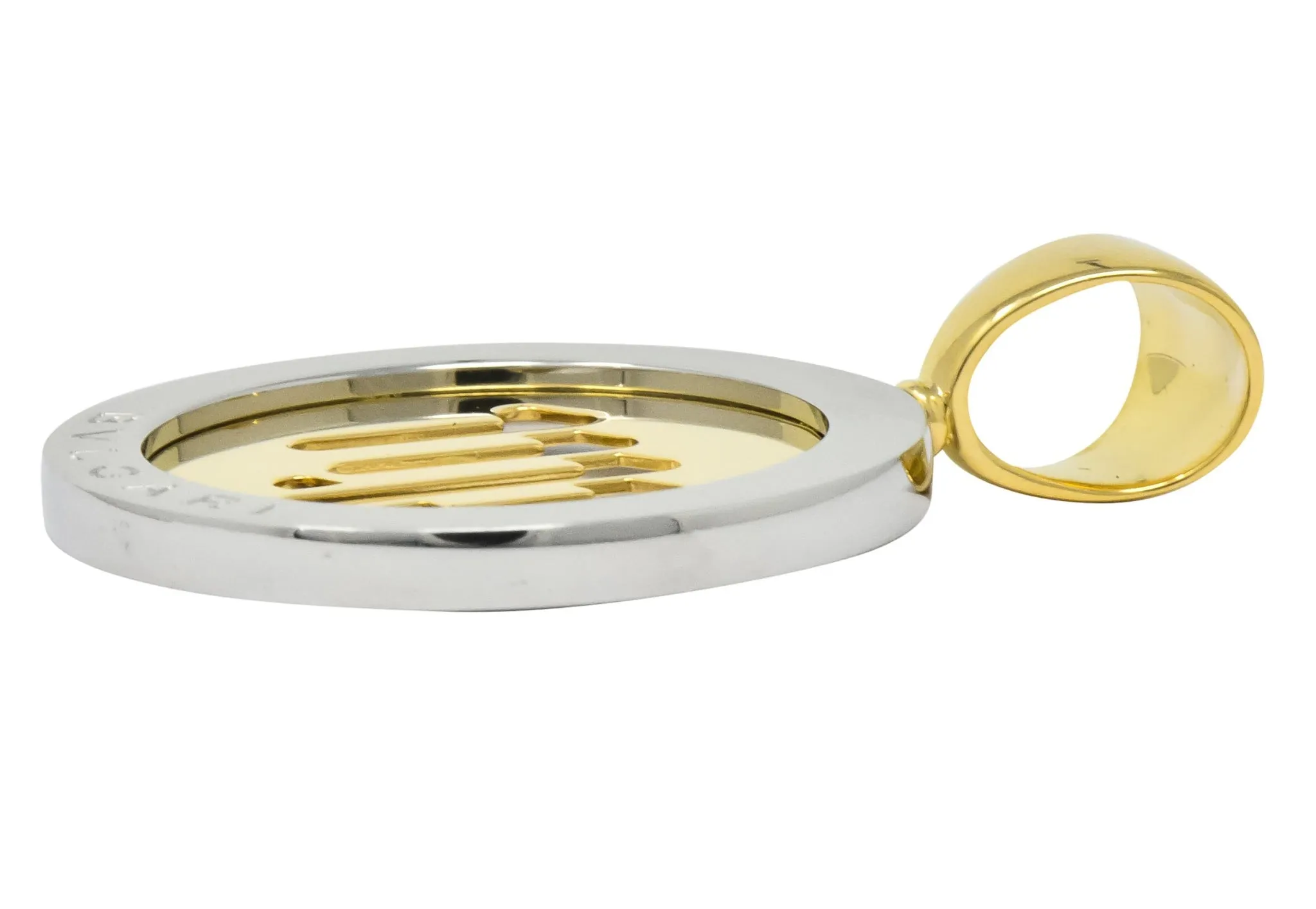 Bulgari Modern 18 Karat Gold Steel Virgo Tondo Bvlgari Pendant