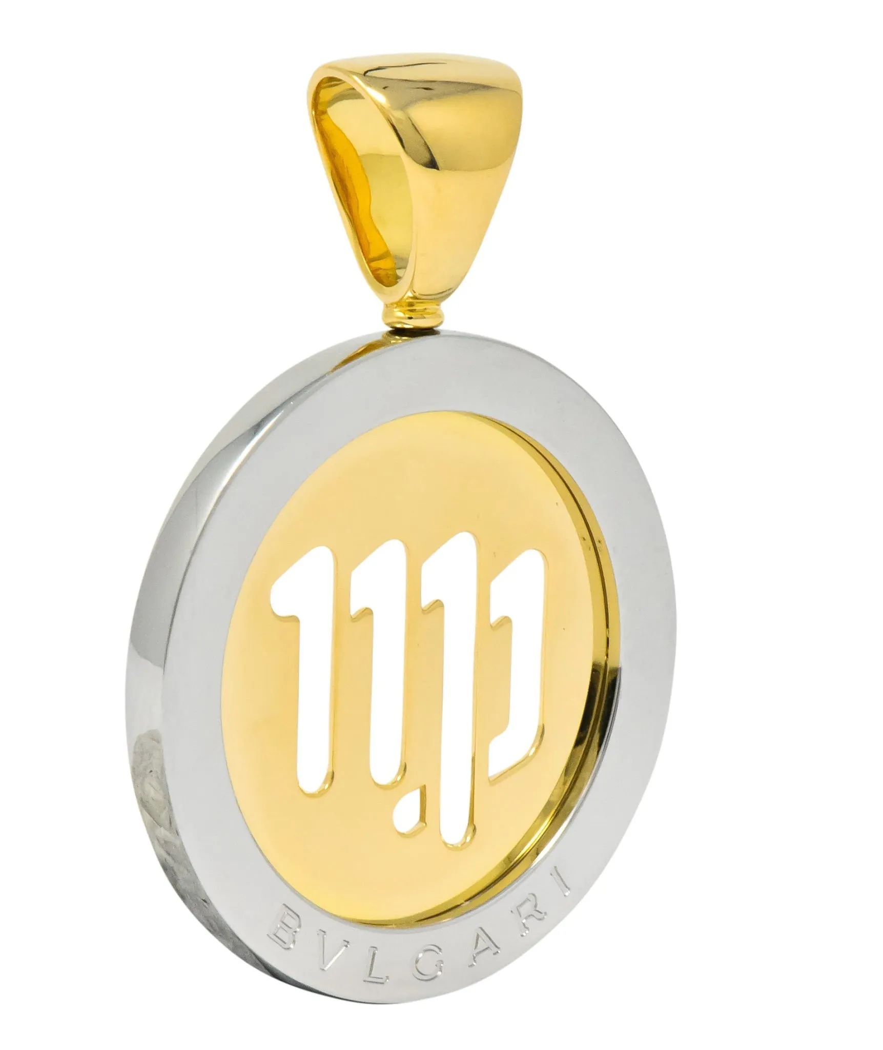 Bulgari Modern 18 Karat Gold Steel Virgo Tondo Bvlgari Pendant