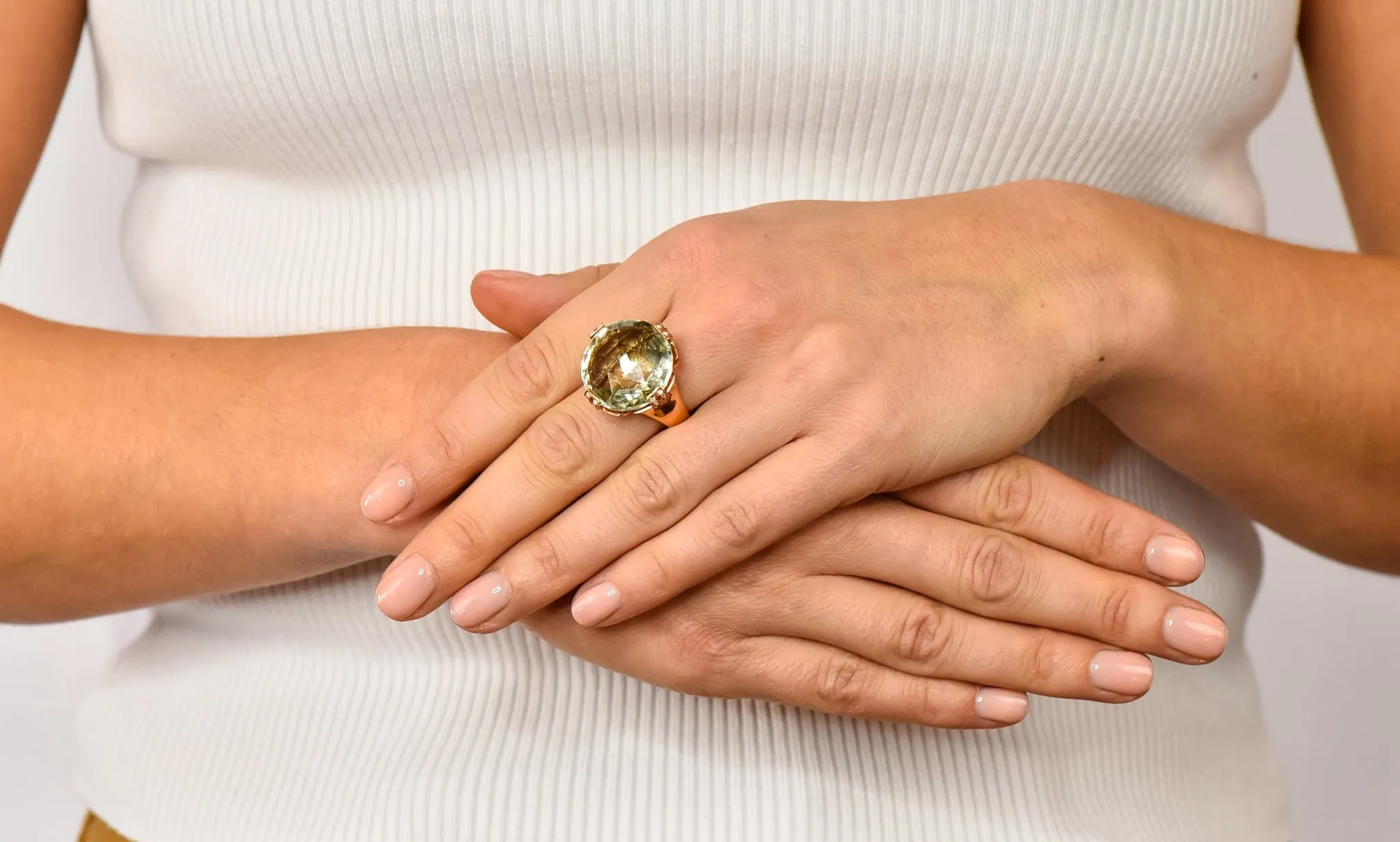 Bulgari Prasiolite Diamond 18 Karat Rose Gold Parentesi Cocktail Ring