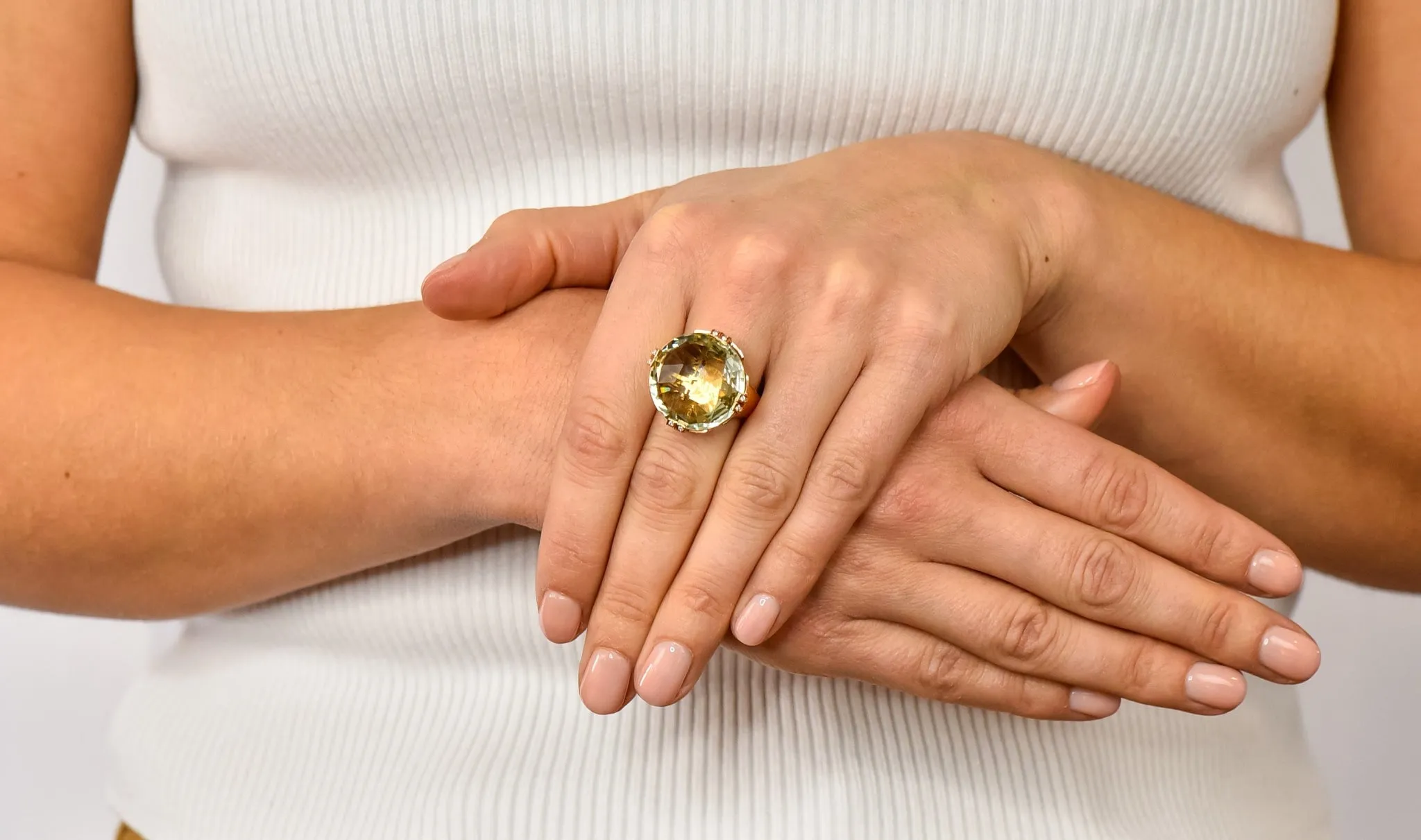 Bulgari Prasiolite Diamond 18 Karat Rose Gold Parentesi Cocktail Ring
