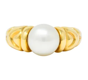 Bulgari Vintage Pearl 18 Karat Yellow Gold Ring Circa 1980