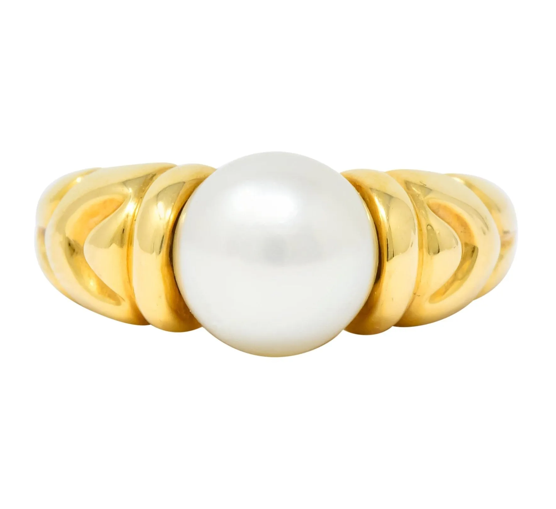 Bulgari Vintage Pearl 18 Karat Yellow Gold Ring Circa 1980