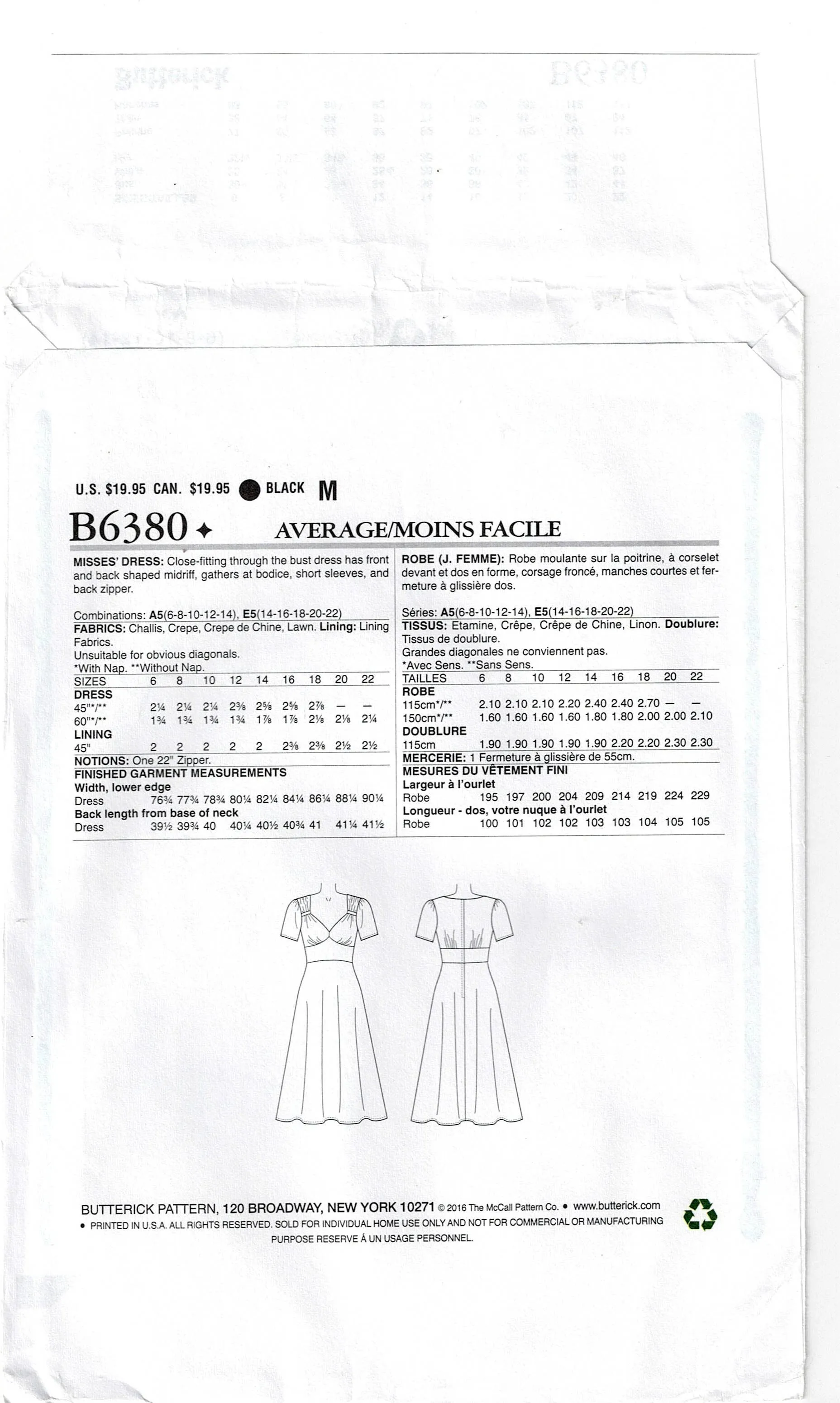 Butterick B 6380 GERTIE'S Womens Retro Shaped Bodice Midriff Panel Dress Out Of Print Sewing Pattern Size 6 - 14 UNCUT Factory Folded