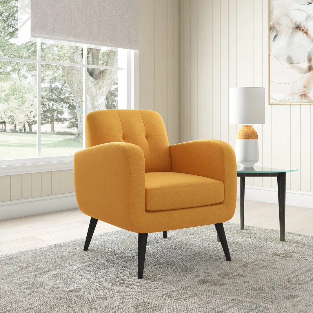 Caleena 29.5" Wide Tufted Armchair Wade Logan® Fabric: Mustard Yellow Polyester