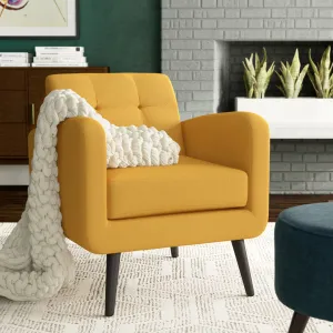 Caleena 29.5" Wide Tufted Armchair Wade Logan® Fabric: Mustard Yellow Polyester