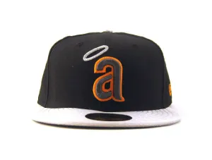 CALIFORNIA ANGELS 5950 NEW ERA FITTED HATS (BLACK METALLIC SILVER ORANGE)
