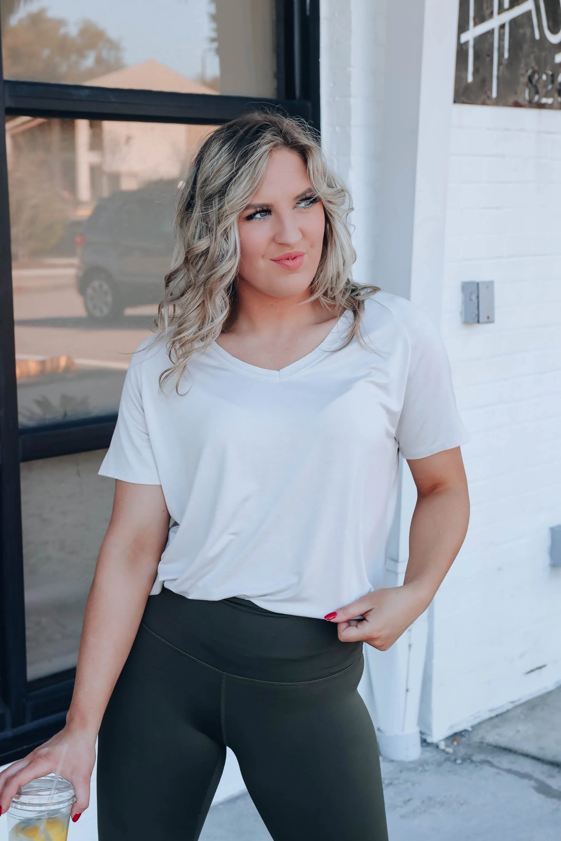Callum Comfort Style V-Neck Top - Stone