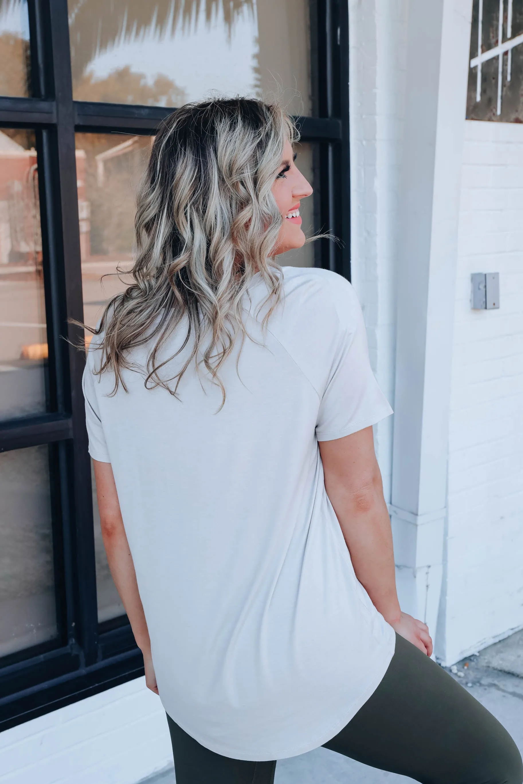Callum Comfort Style V-Neck Top - Stone