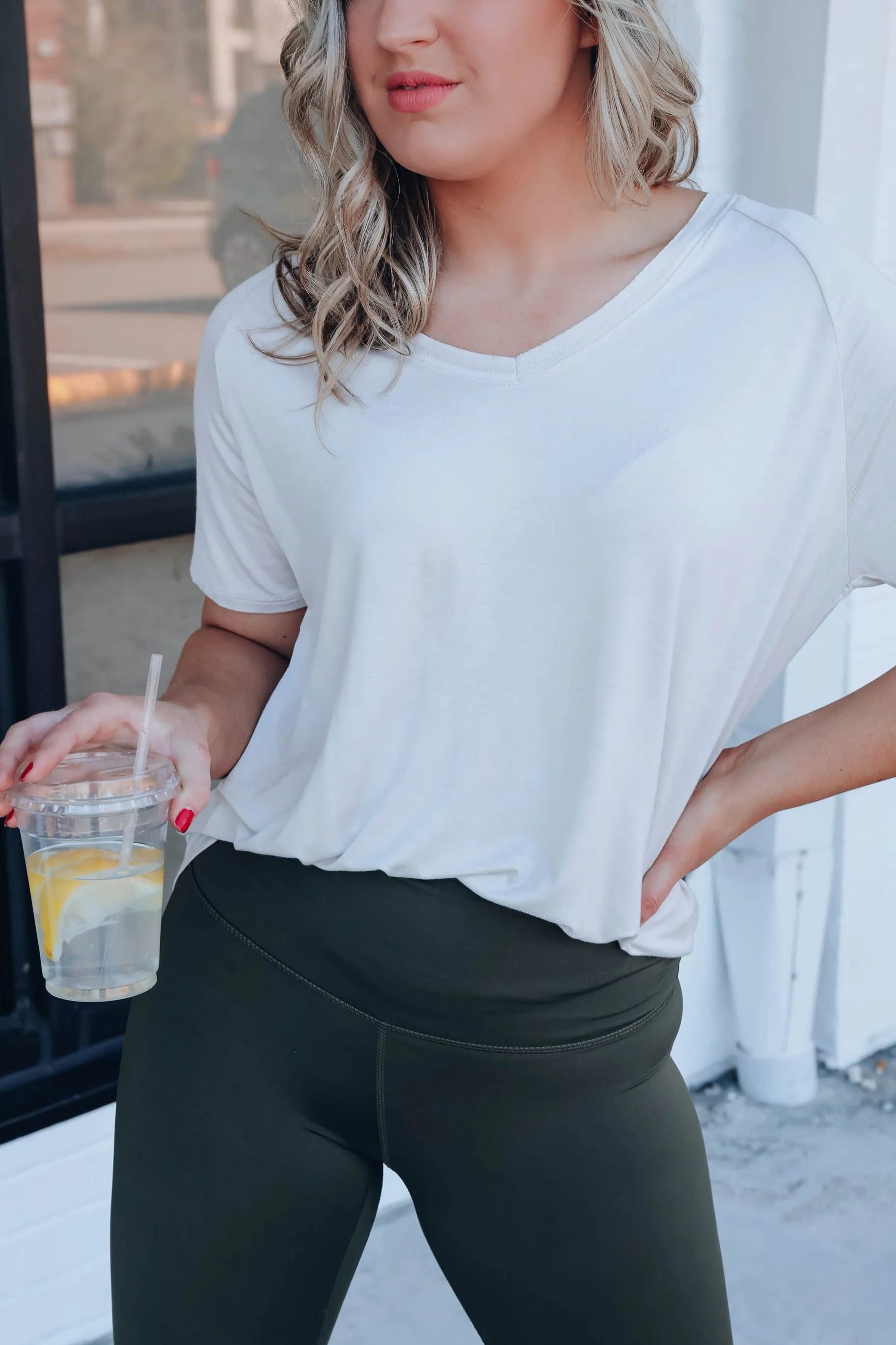 Callum Comfort Style V-Neck Top - Stone