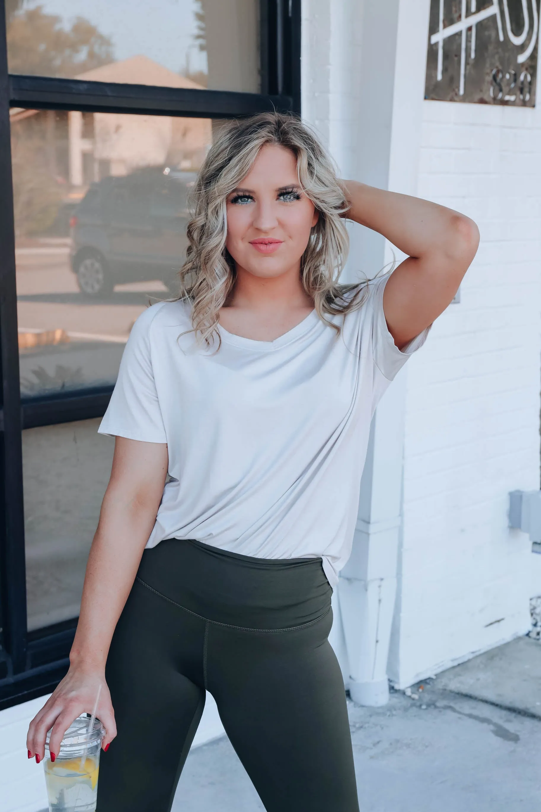 Callum Comfort Style V-Neck Top - Stone