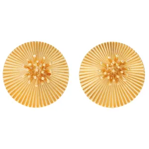 Cartier 1950's 14 Karat Yellow Gold Vintage Modernist Disk Earrings