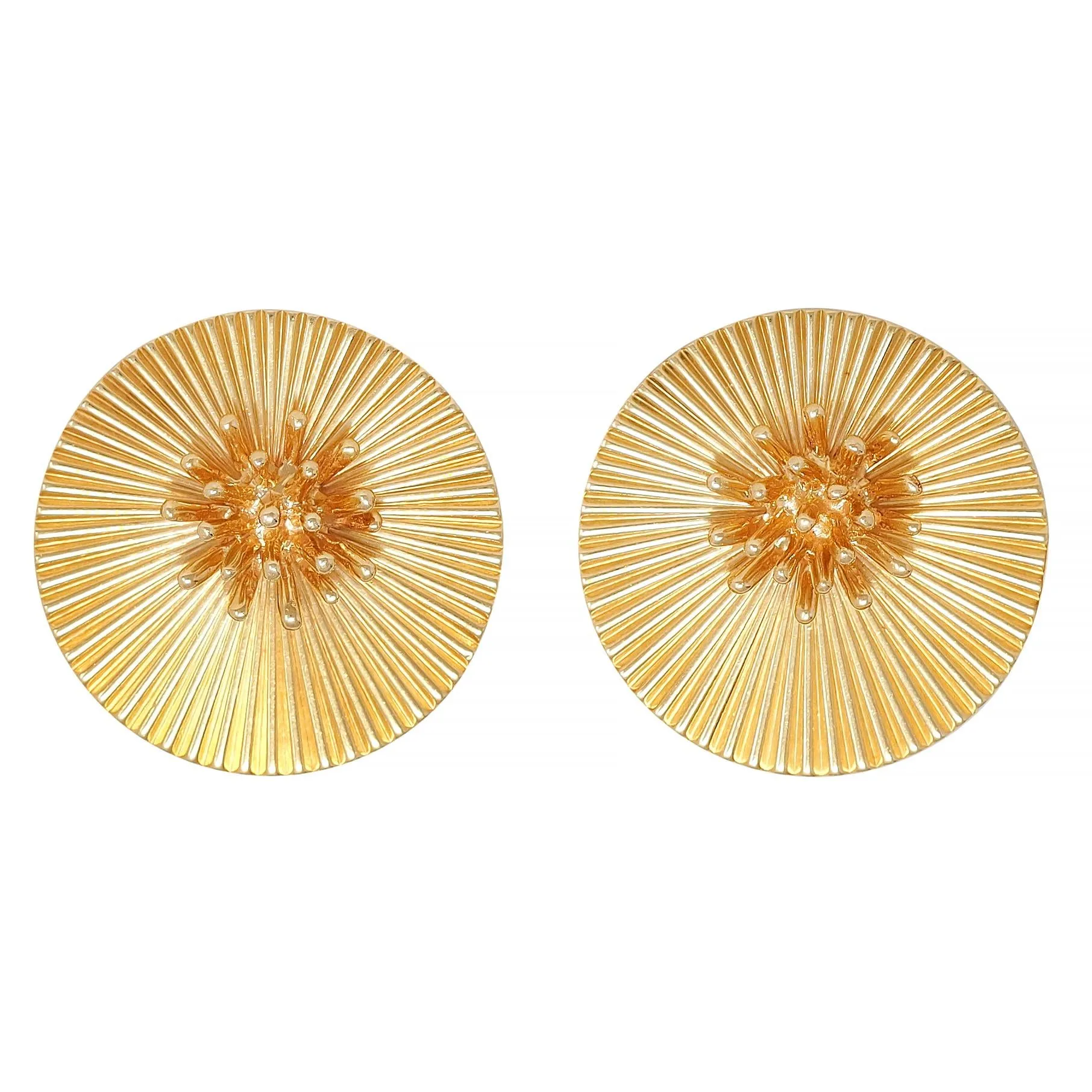 Cartier 1950's 14 Karat Yellow Gold Vintage Modernist Disk Earrings