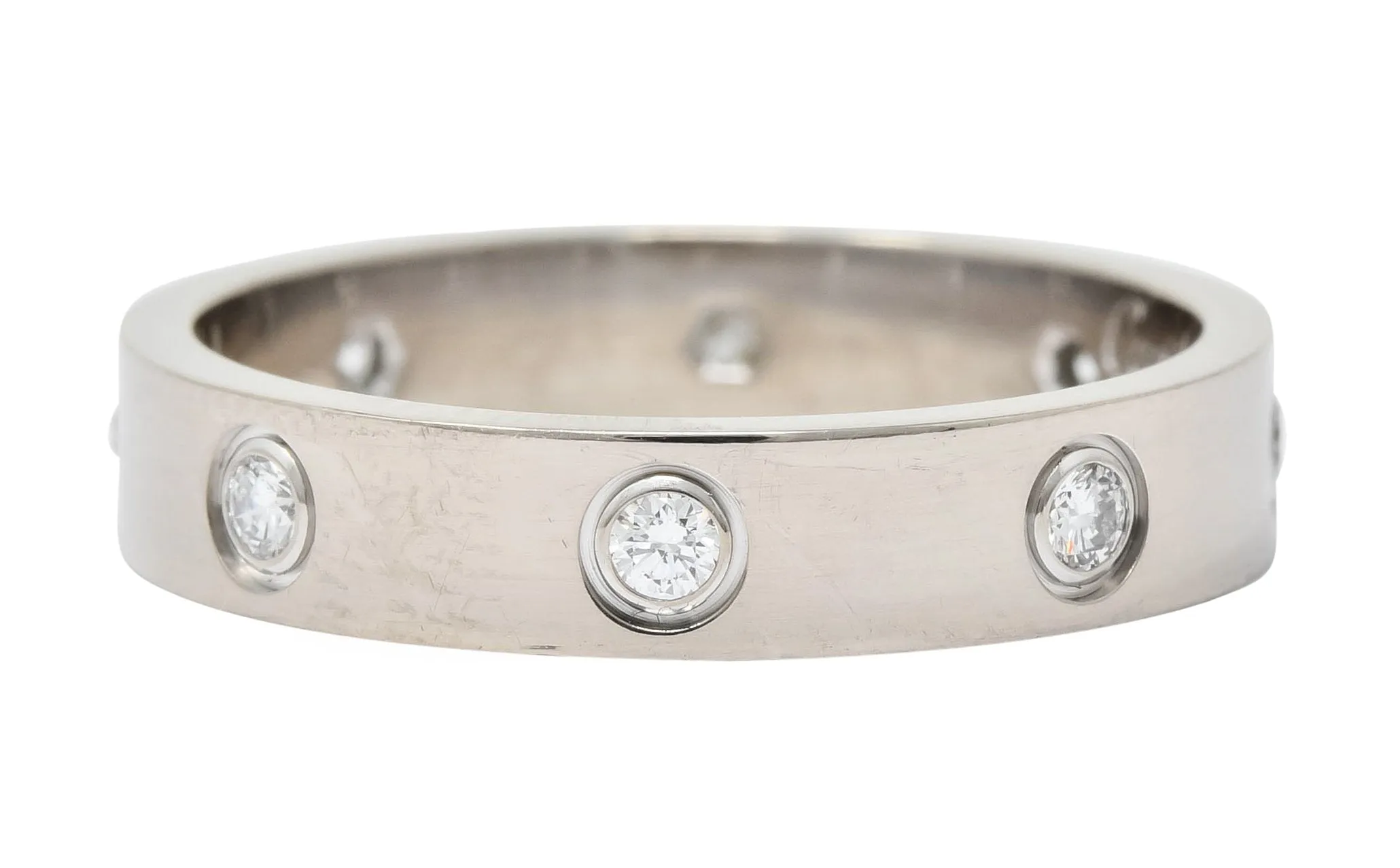Cartier Love Diamond 18 Karat White Gold Unisex Stacking Band Ring