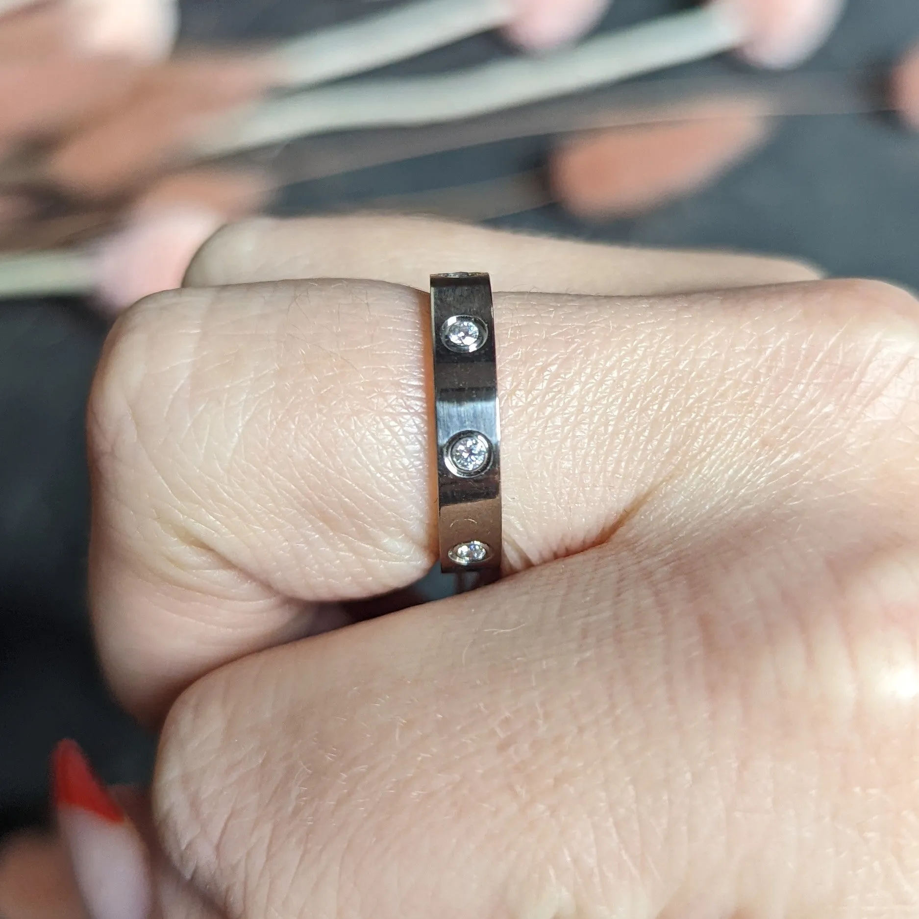 Cartier Love Diamond 18 Karat White Gold Unisex Stacking Band Ring