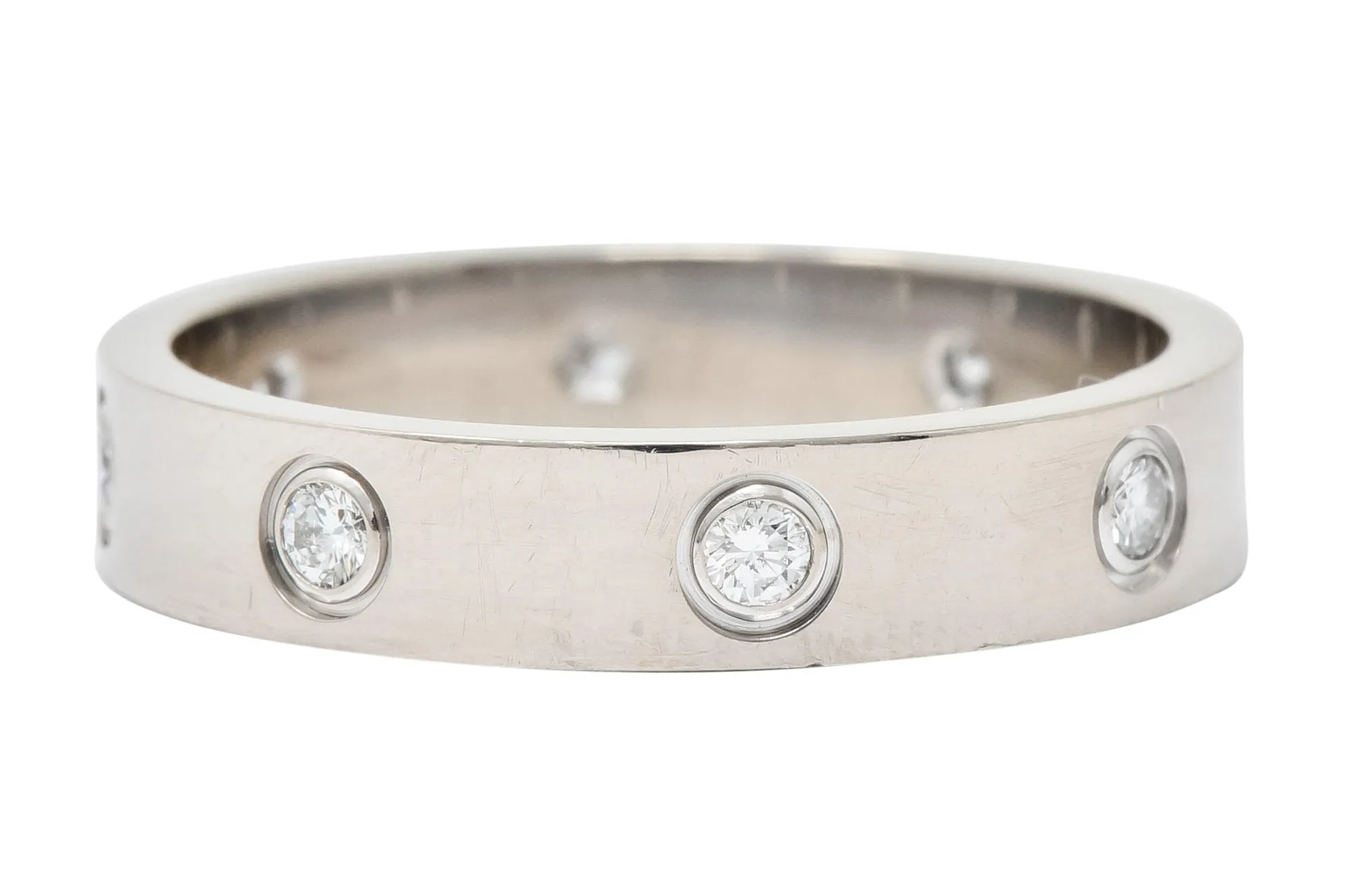 Cartier Love Diamond 18 Karat White Gold Unisex Stacking Band Ring