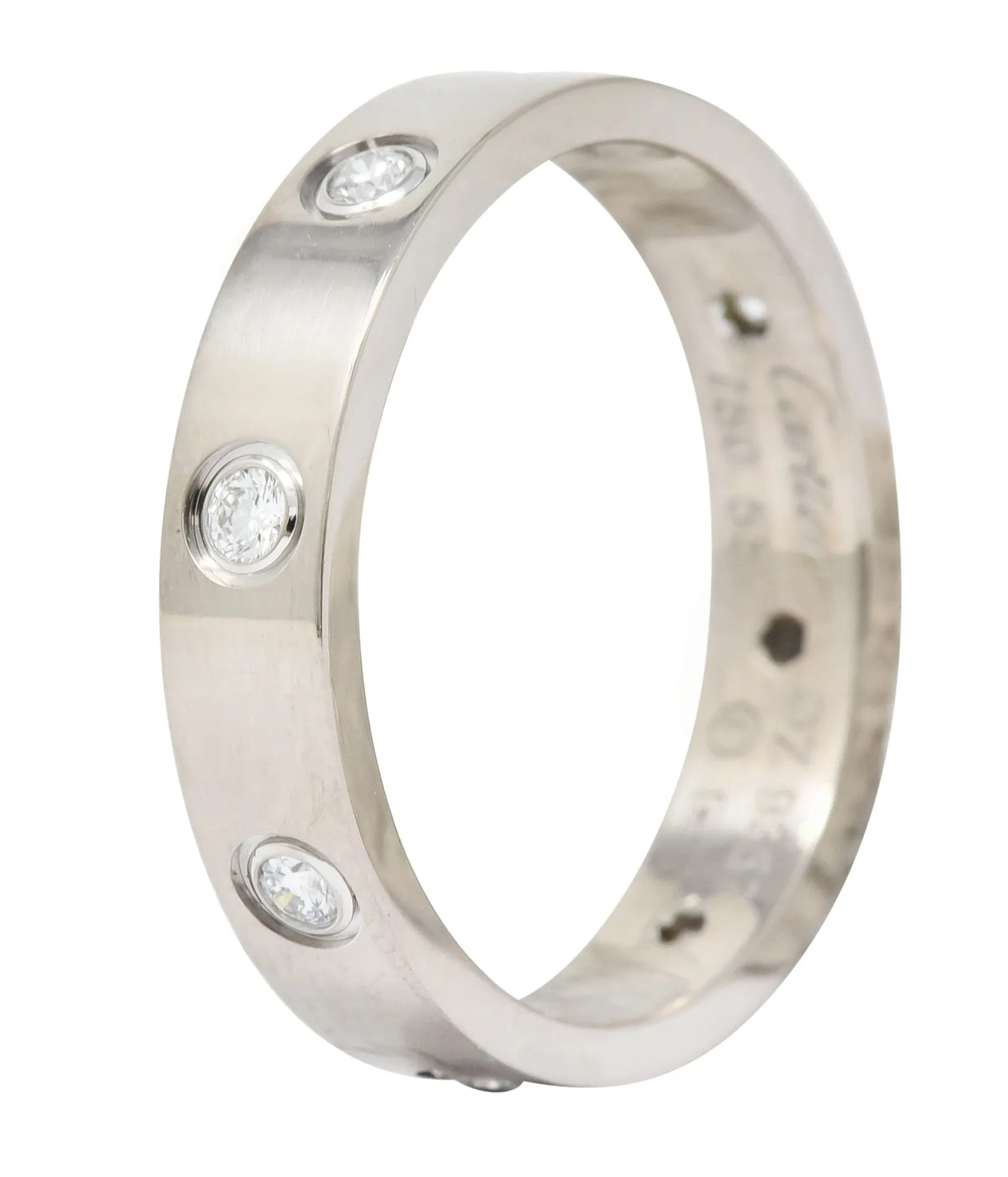 Cartier Love Diamond 18 Karat White Gold Unisex Stacking Band Ring