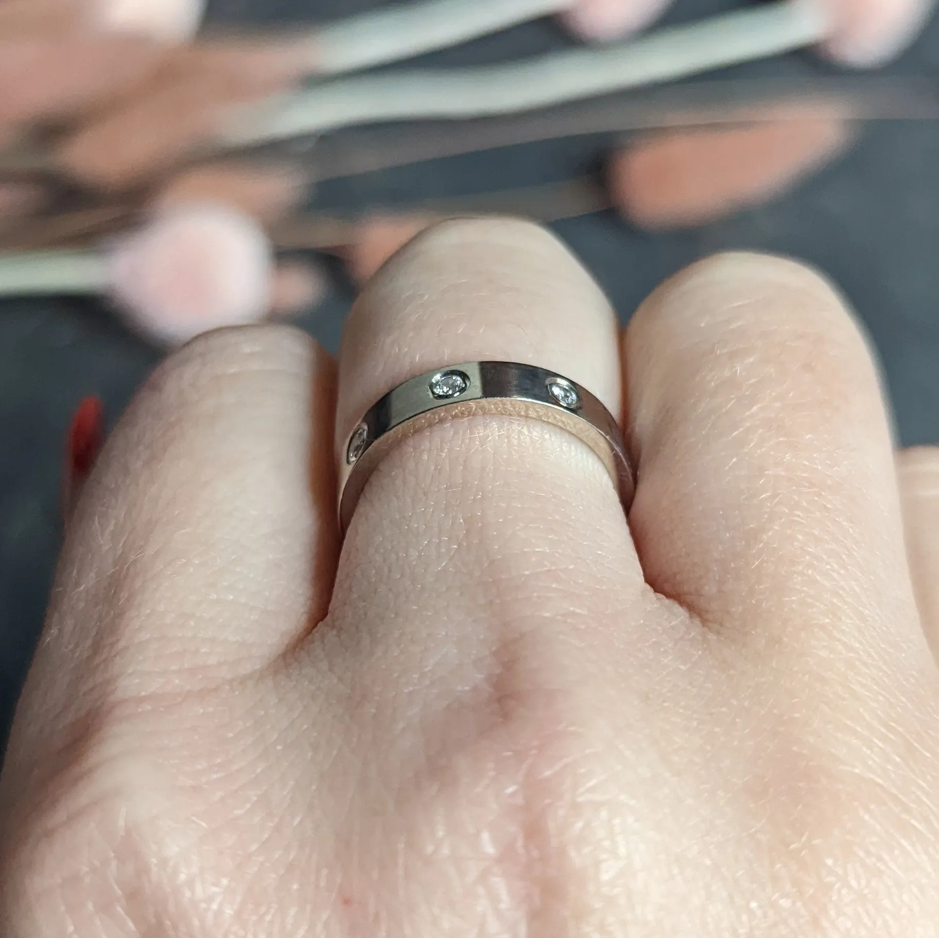 Cartier Love Diamond 18 Karat White Gold Unisex Stacking Band Ring