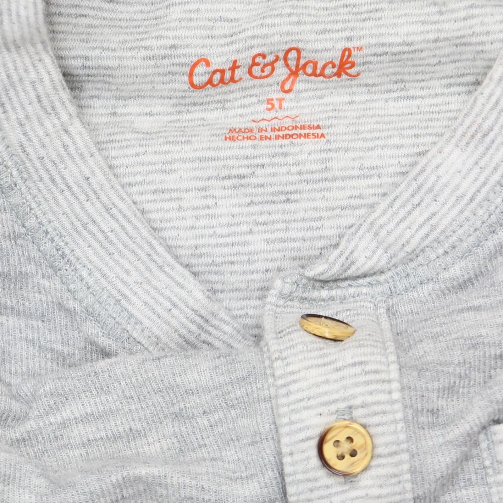 Cat & Jack Boys Striped Cozy Knit Shirt Top Gray 5T