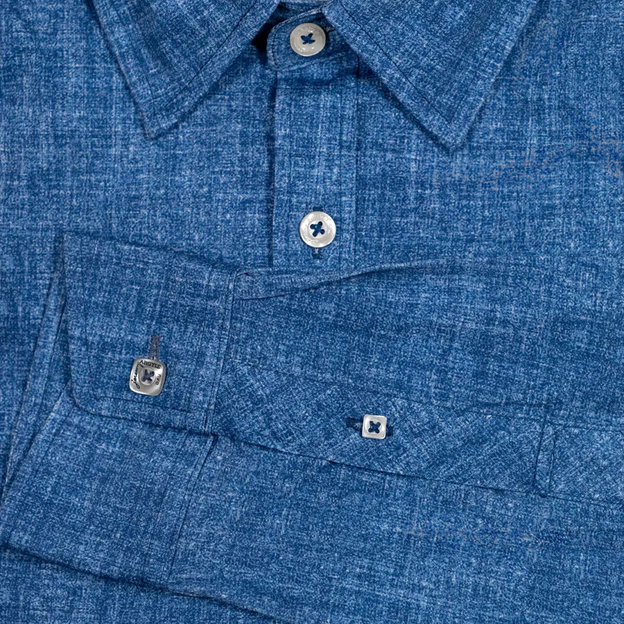Chambray Effect 2-Way Stretch Shirt - Comfort Cut