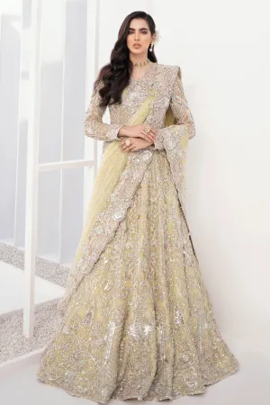Charming Bridal Lehenga Designs in Embellished Heavy Zardozi Lime Green Lehenga with Choli in Pakistani Bridal Dress #BN939