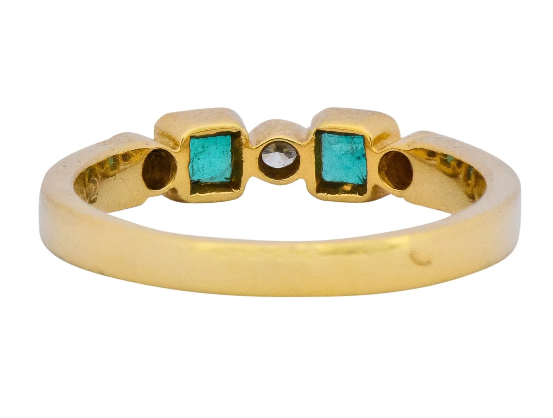 Chaumet Paris Emerald Diamond 18 Karat Gold Stacking Ring