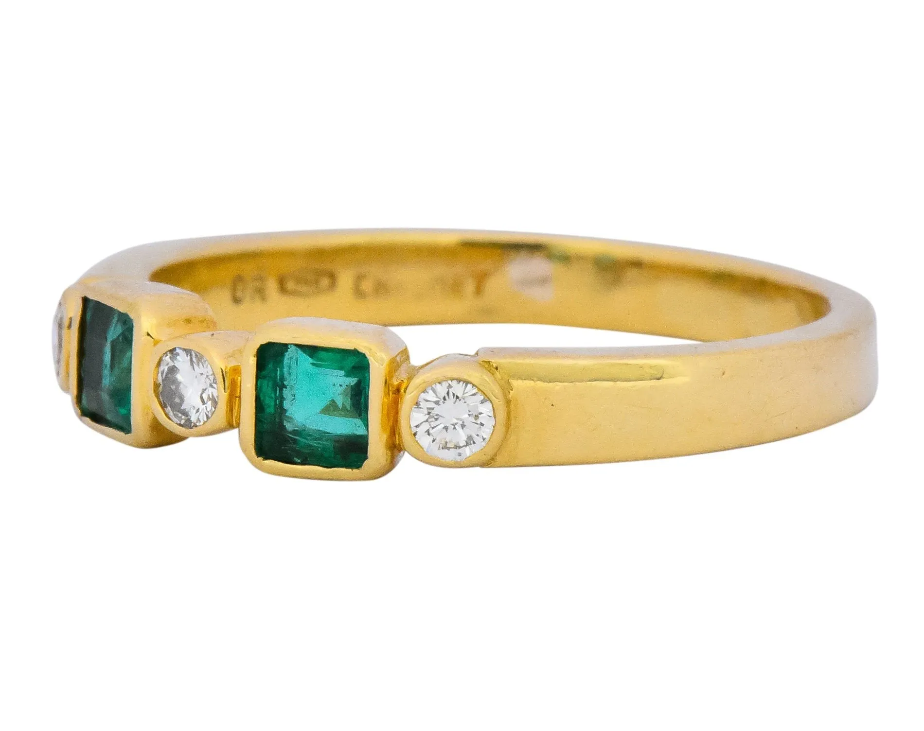 Chaumet Paris Emerald Diamond 18 Karat Gold Stacking Ring