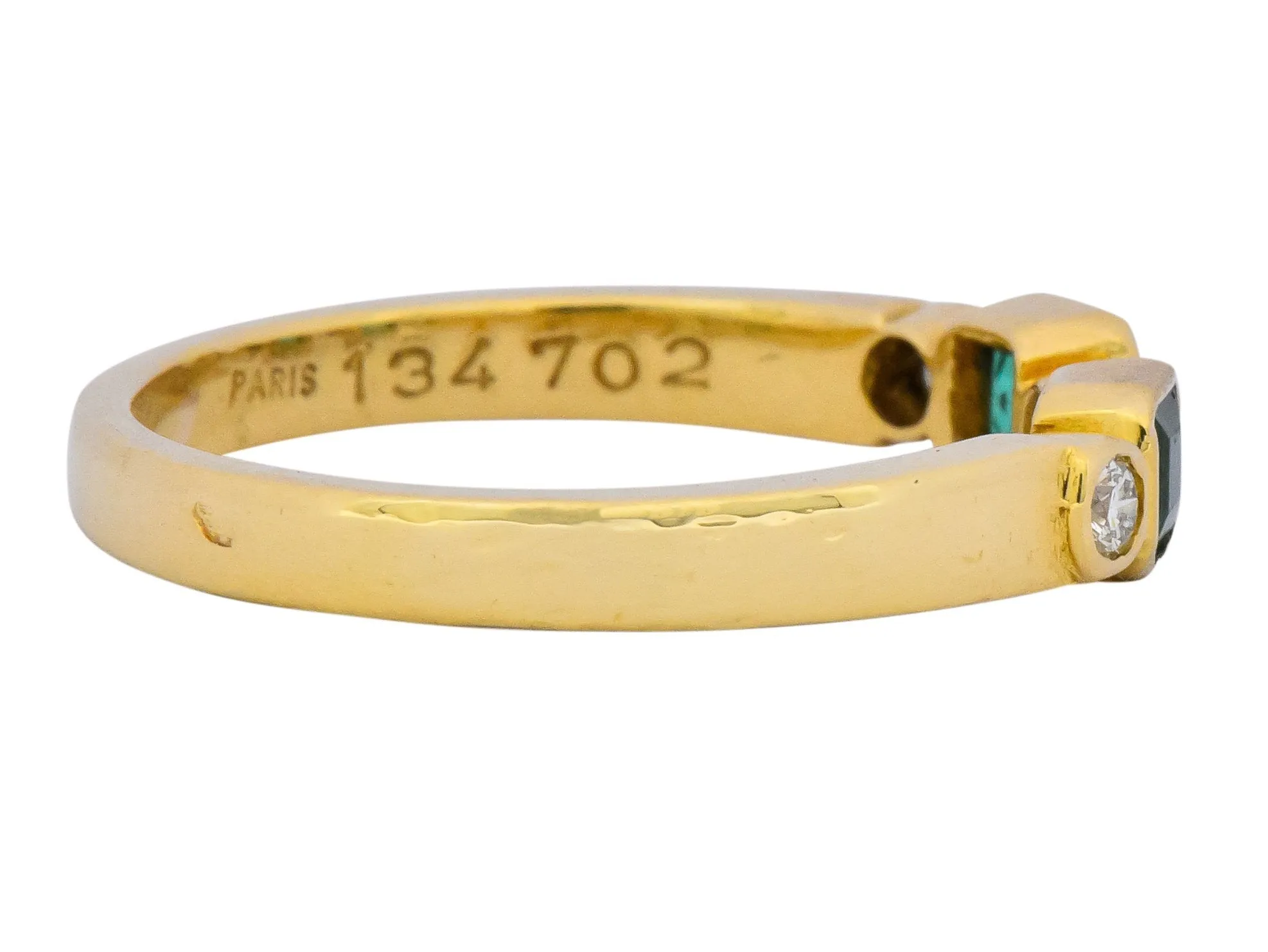 Chaumet Paris Emerald Diamond 18 Karat Gold Stacking Ring