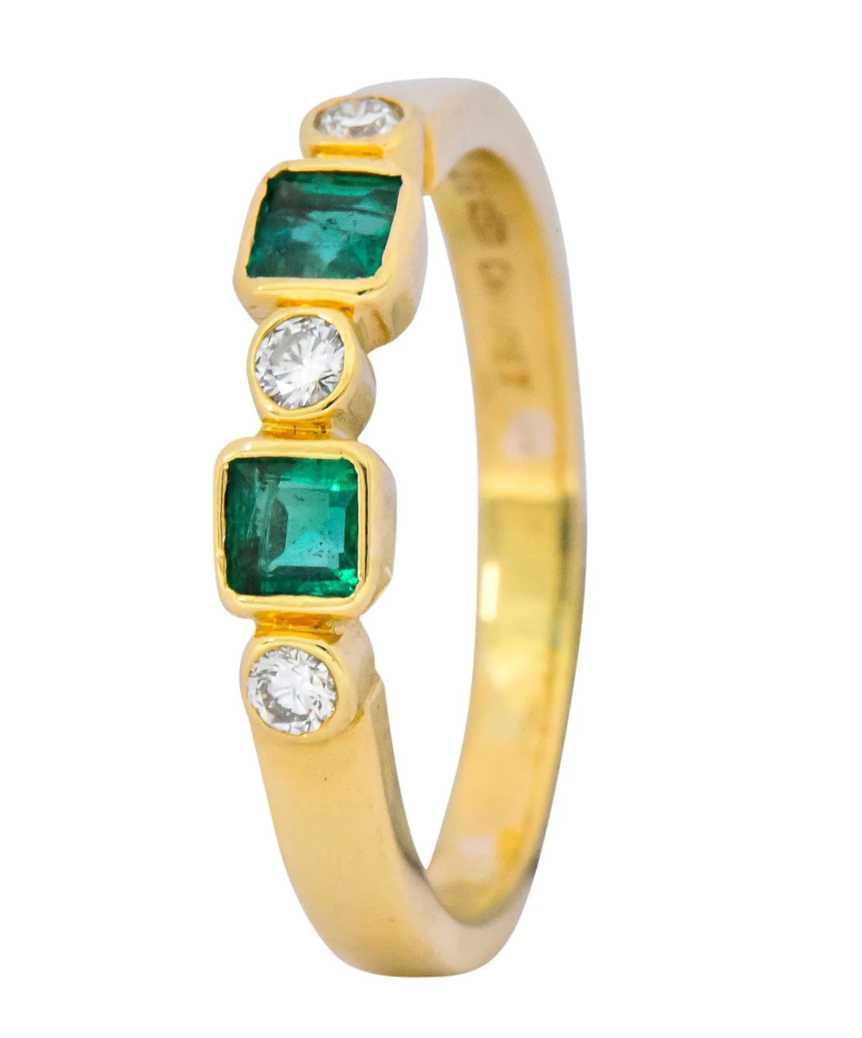 Chaumet Paris Emerald Diamond 18 Karat Gold Stacking Ring
